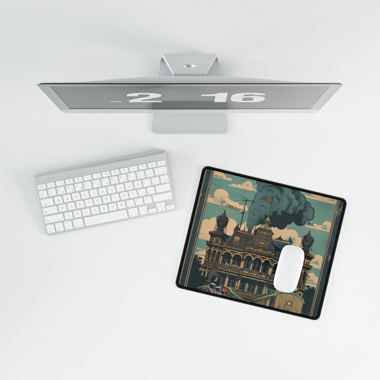 Vintage Farhampton Train Station Sign: Classic Railroad Art - Desk Mat