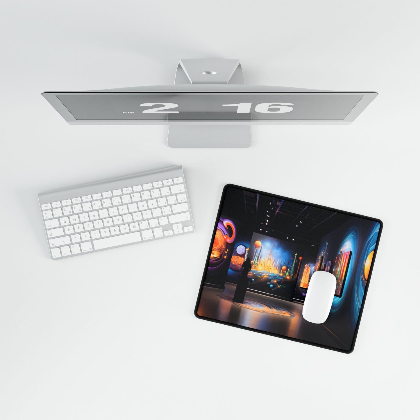 Celestial Art Gallery: Wide-Angle Shot of Space Artwork - Desk Mat