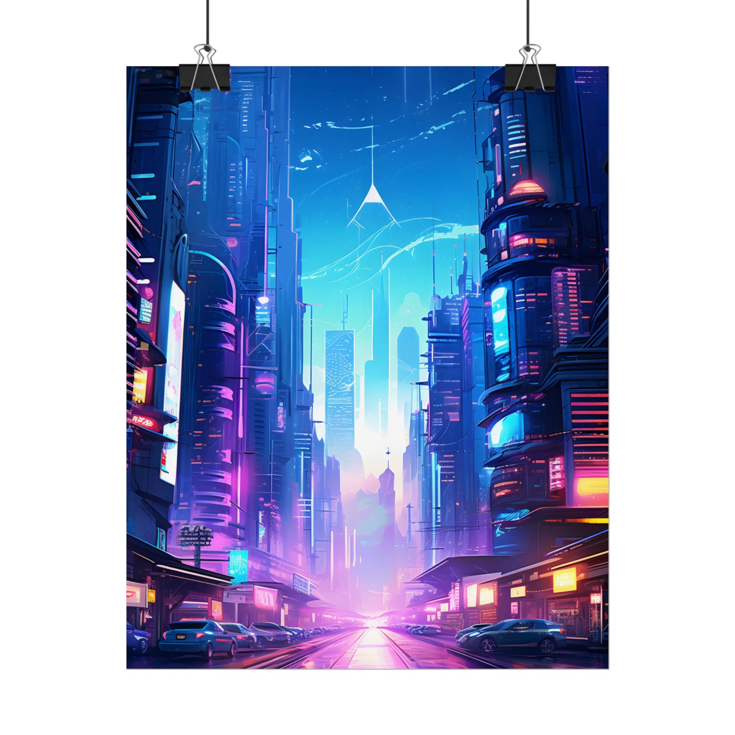 Futuristic Cityscape: Cyberpunk Dystopia Digital Artwork - Poster
