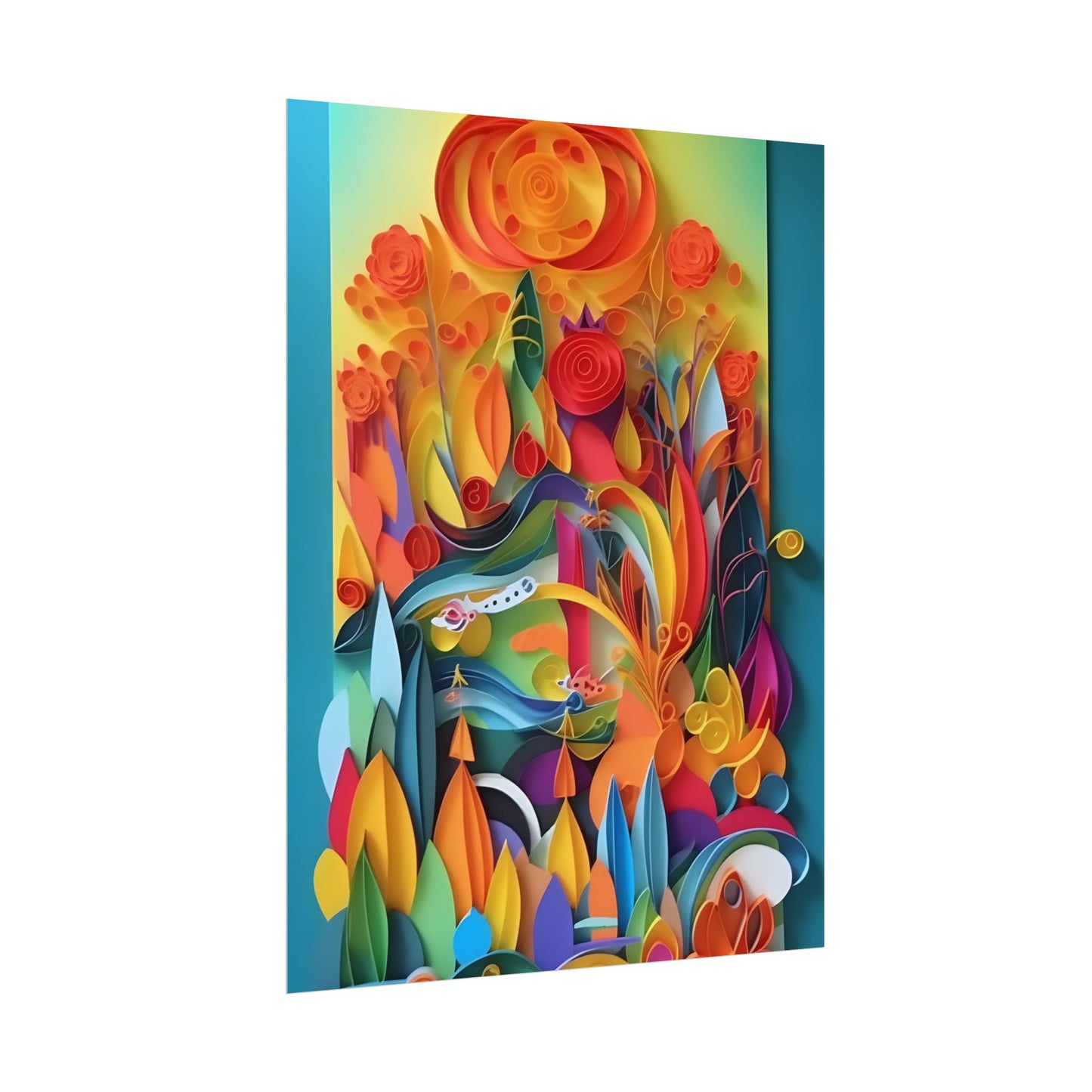 Colorful Quilled Indian Landscape Artwork - Poster