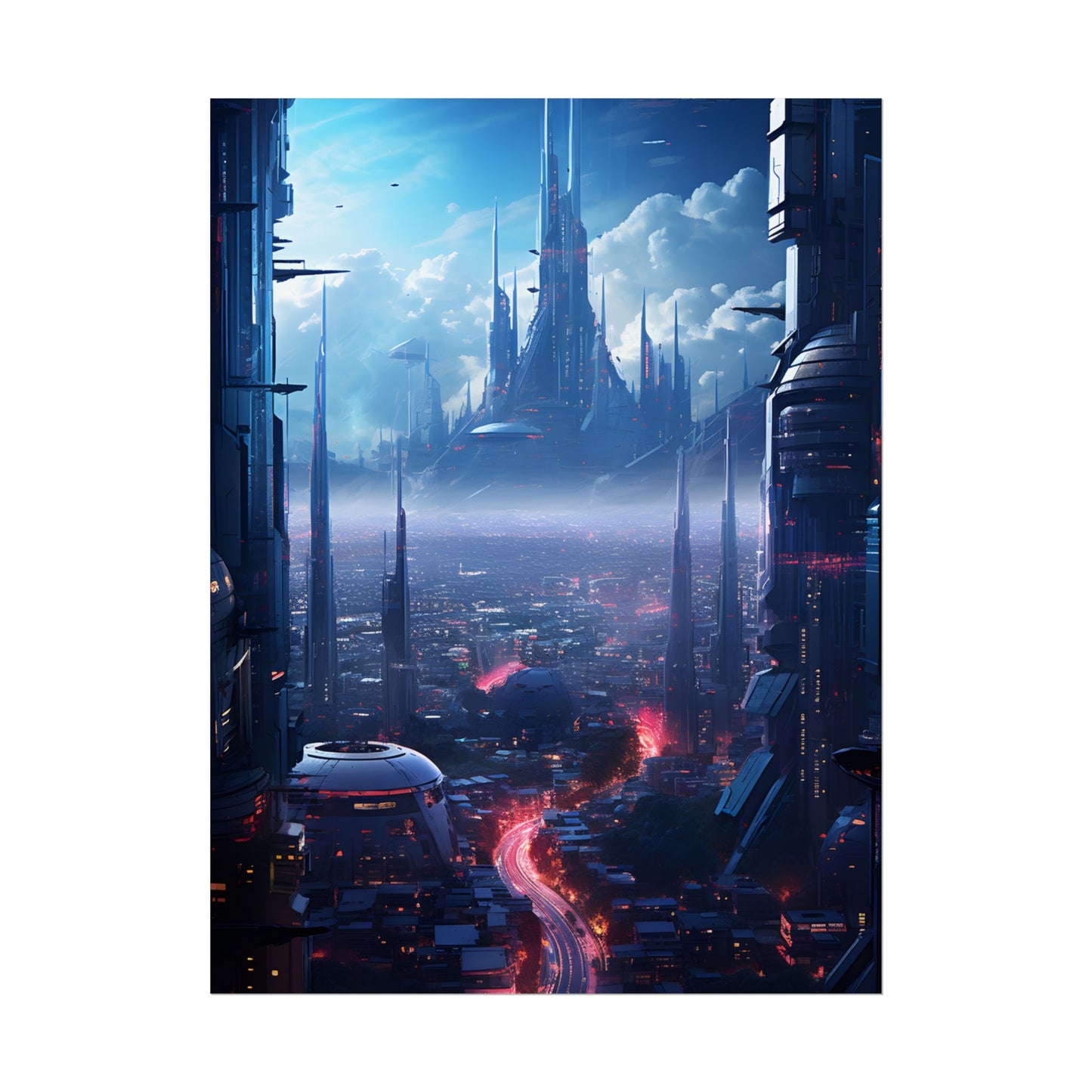 Cyberpunk Dystopia: Neon Cityscape Digital Artwork - Poster