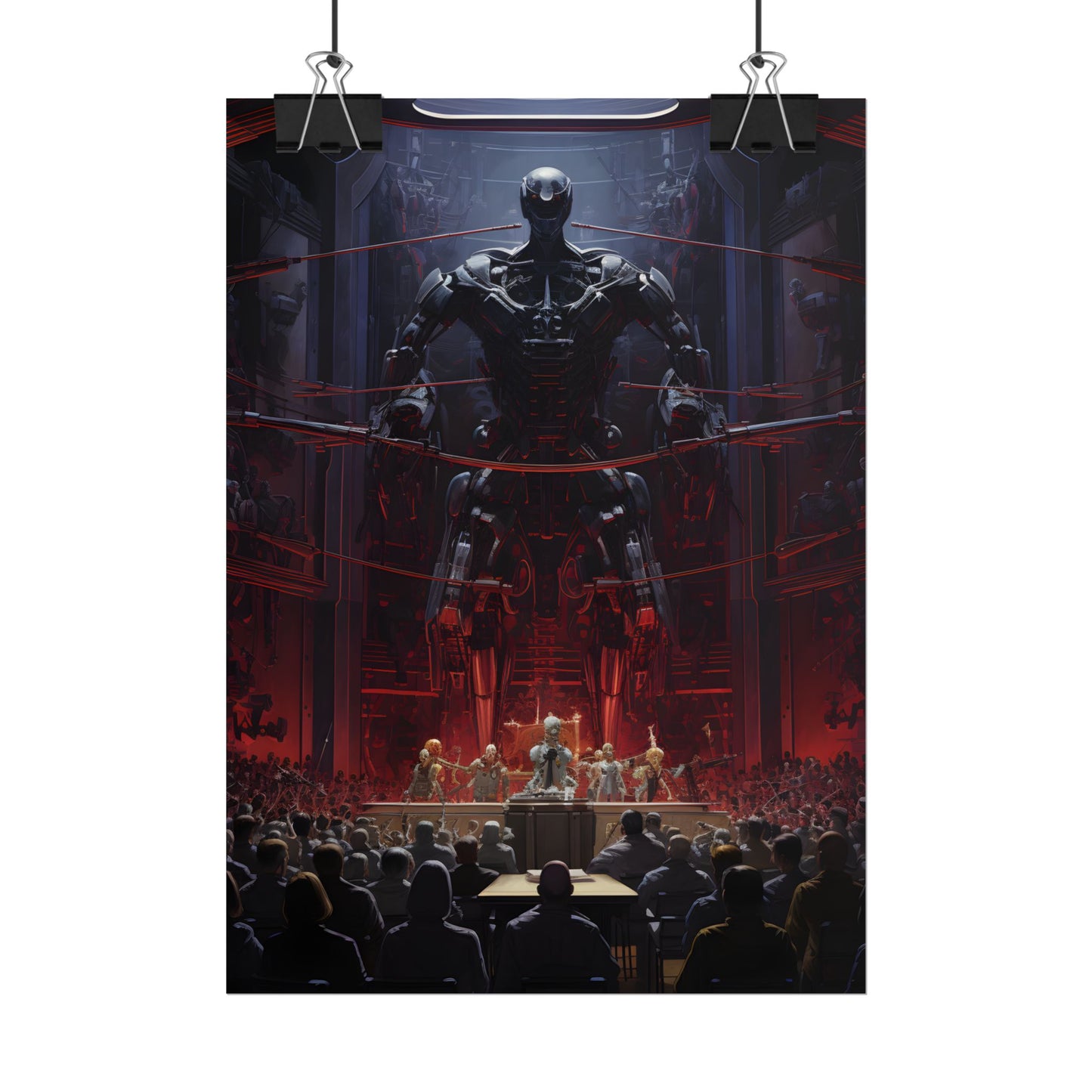 Robot Orchestra: Modern Concert Hall Scene Art - Poster