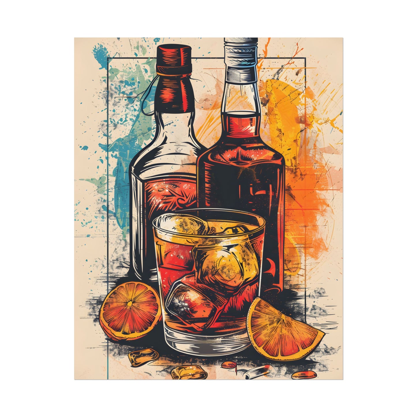 Vintage Cocktail Hour: Old-Fashioned Glass Art Poster - Poster