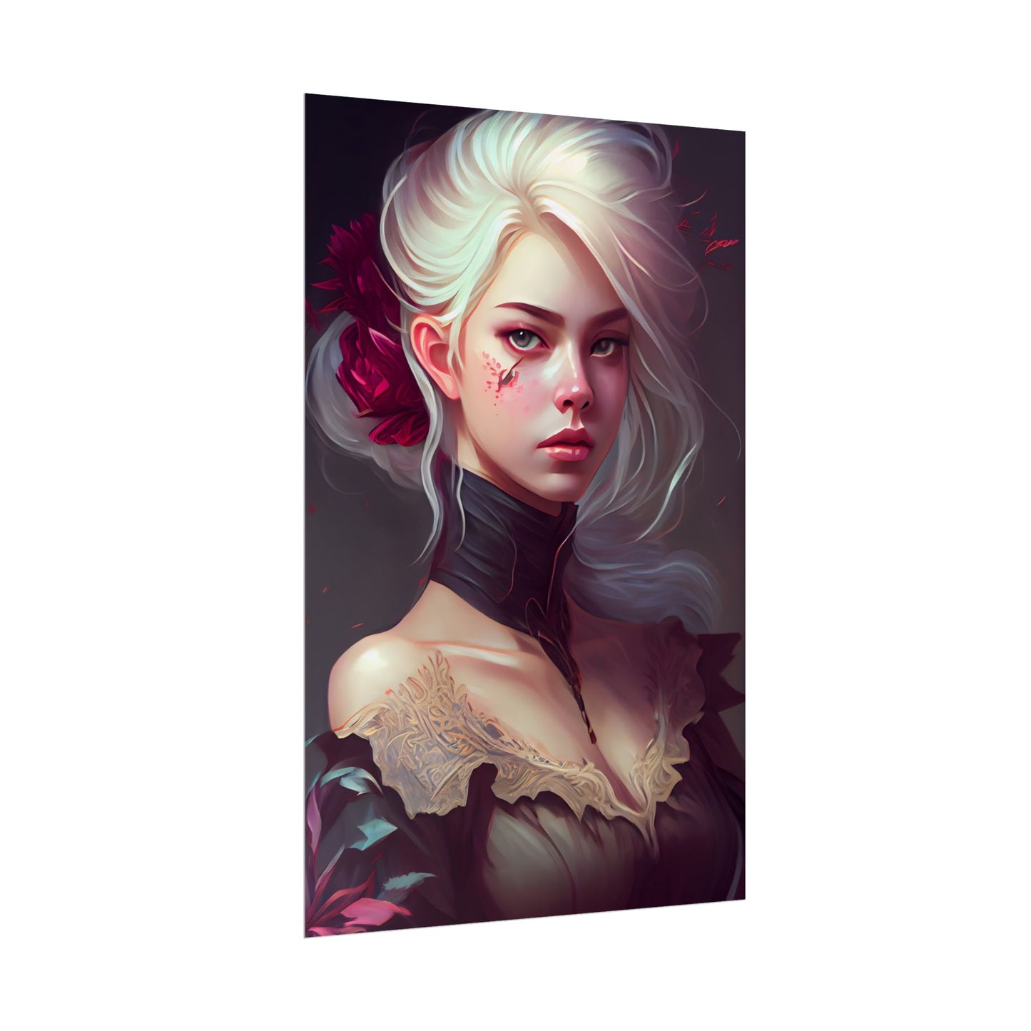 Blonde Beauty in Nature: Realistic Portrait Art - Poster