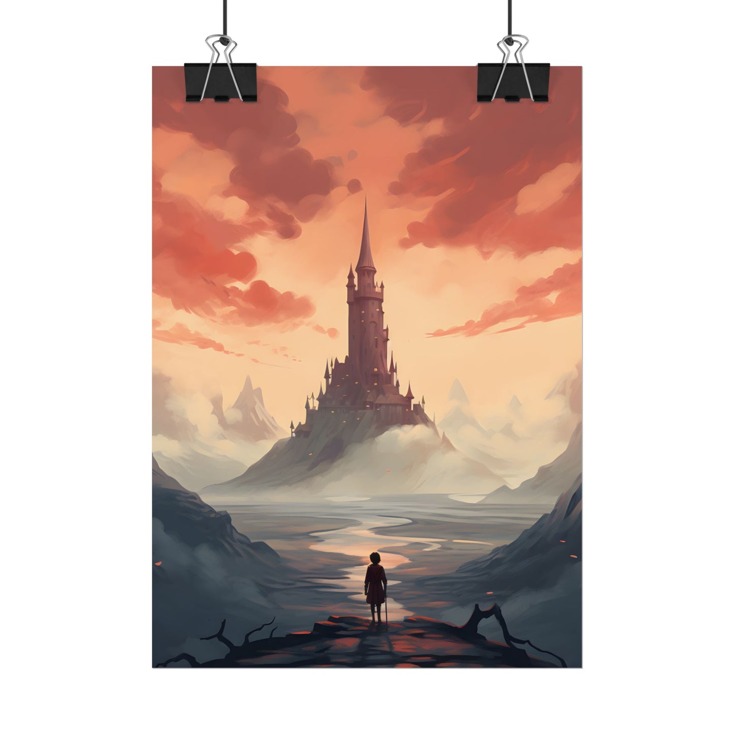 Winter Wonderland: Vibrant Snow-covered Scene with Cozy Red House - Poster