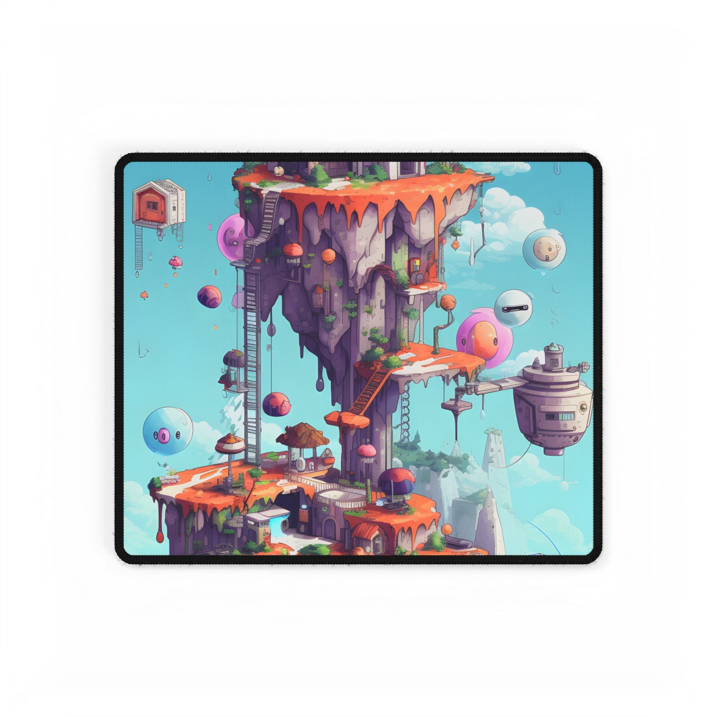 Vibrant Pixel Art: Colorful Cyber Pets World - Desk Mat