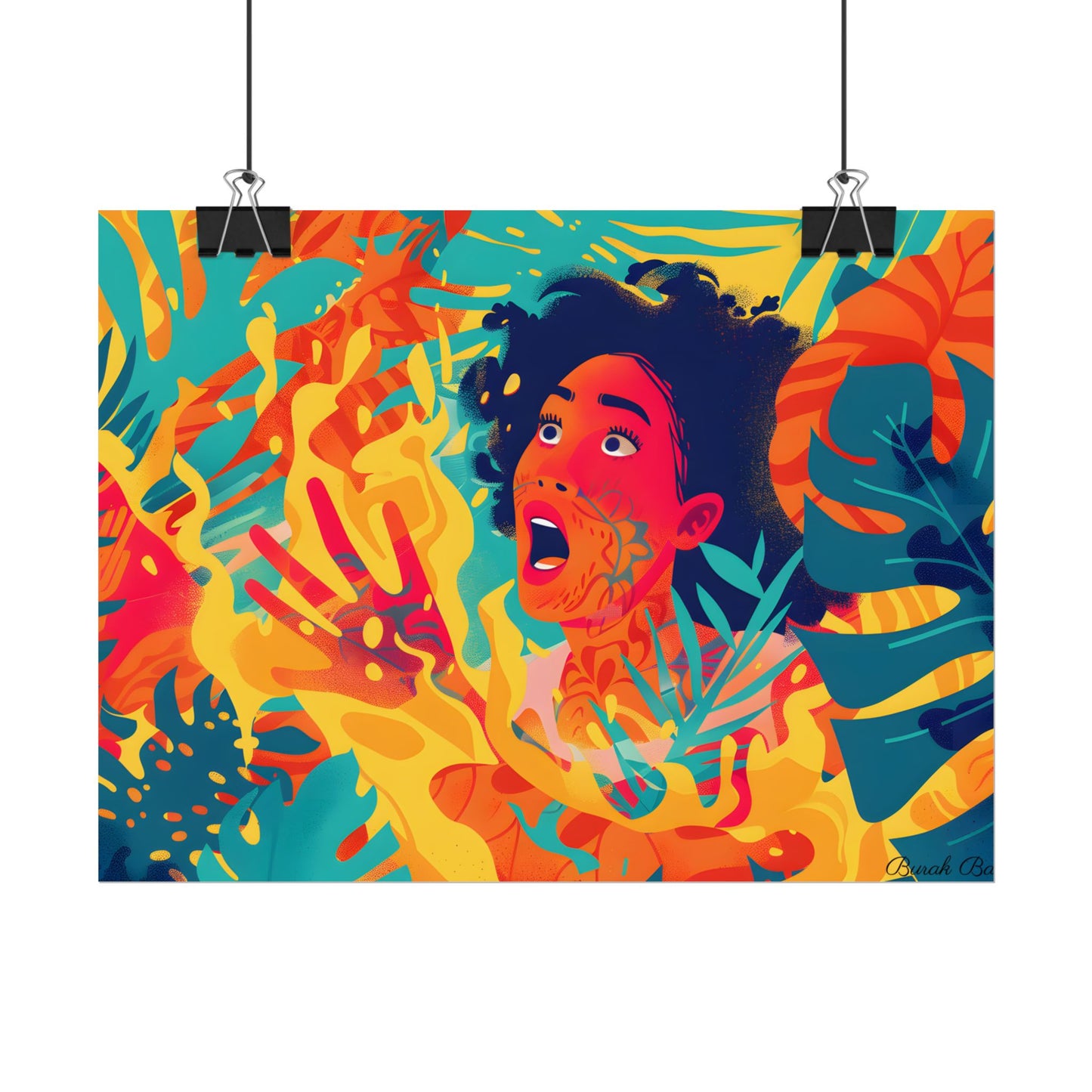 Whimsical Plant Illustration: Digital Cartoon Art - Poster
