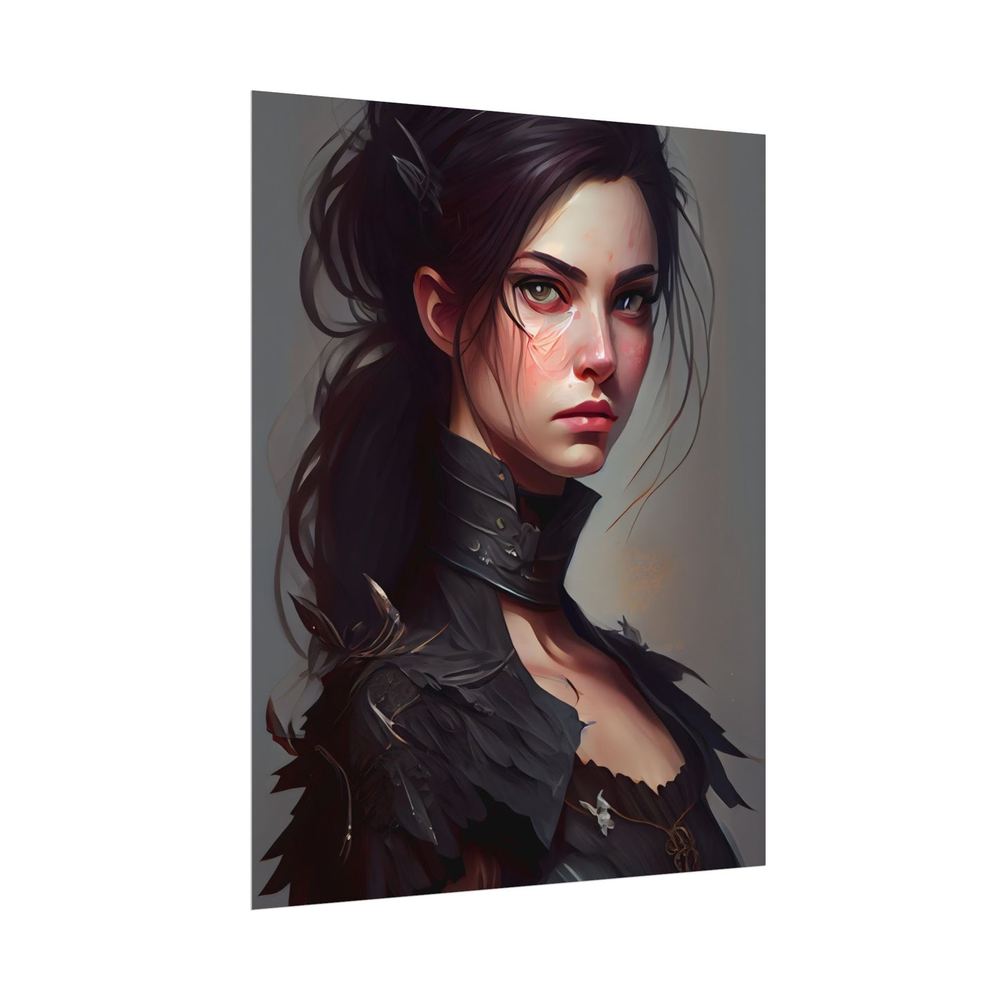 Artistic Female Portrait: Elegant Dress Digital Artwork - Poster