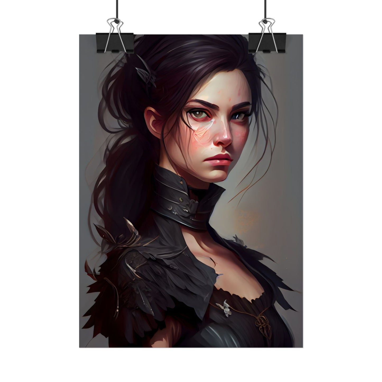 Artistic Female Portrait: Elegant Dress Digital Artwork - Poster