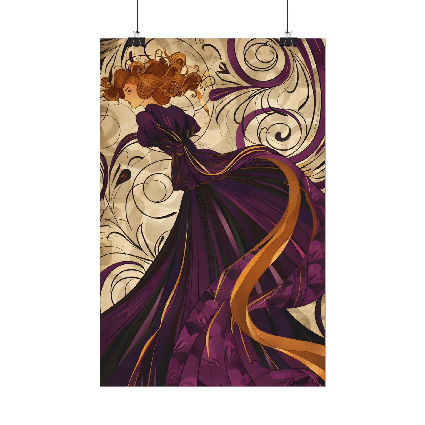 Art Nouveau Masterpiece: Elegant Geometric Design - Poster