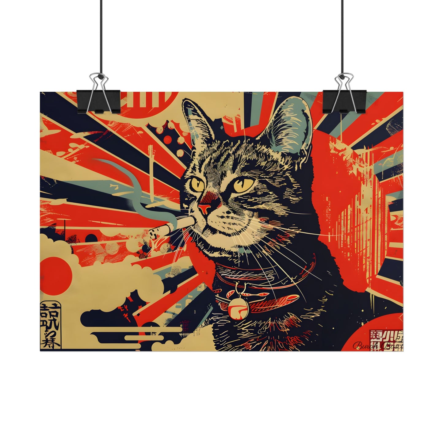 Whimsical Urban Wildlife: Cat Art in a Bolstered Setting - Poster