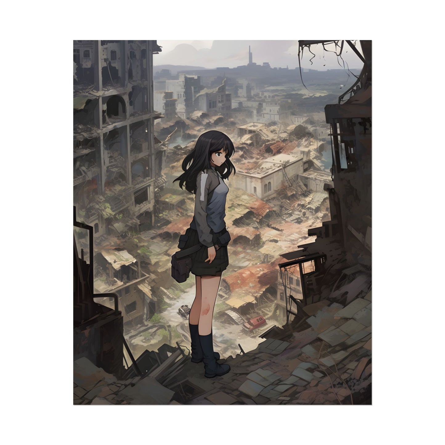 Dramatic Anime Scene: Detailed Bird's Eye View - Poster