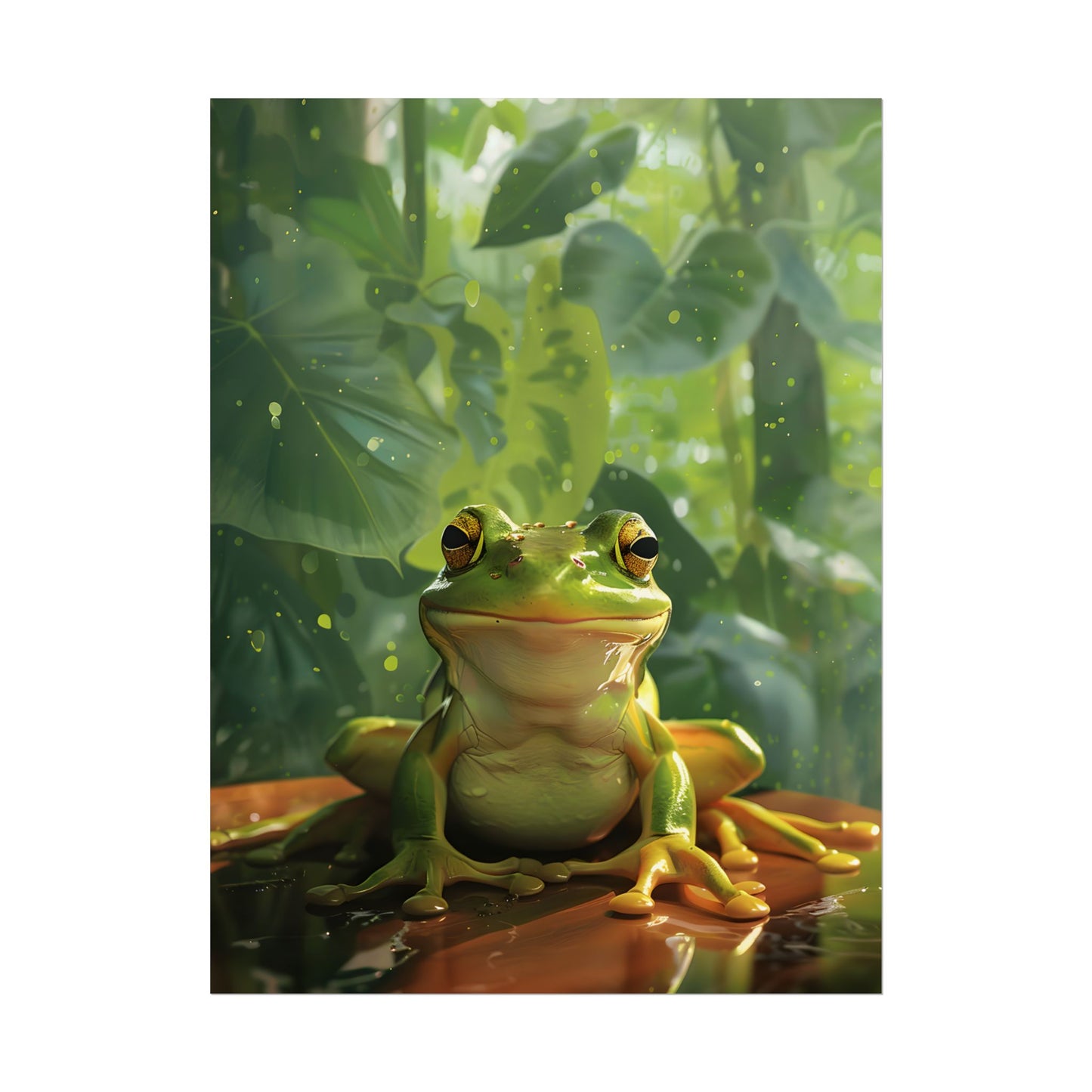 Whimsical Frog Oasis: A Peaceful Lily Pad Scene - Poster