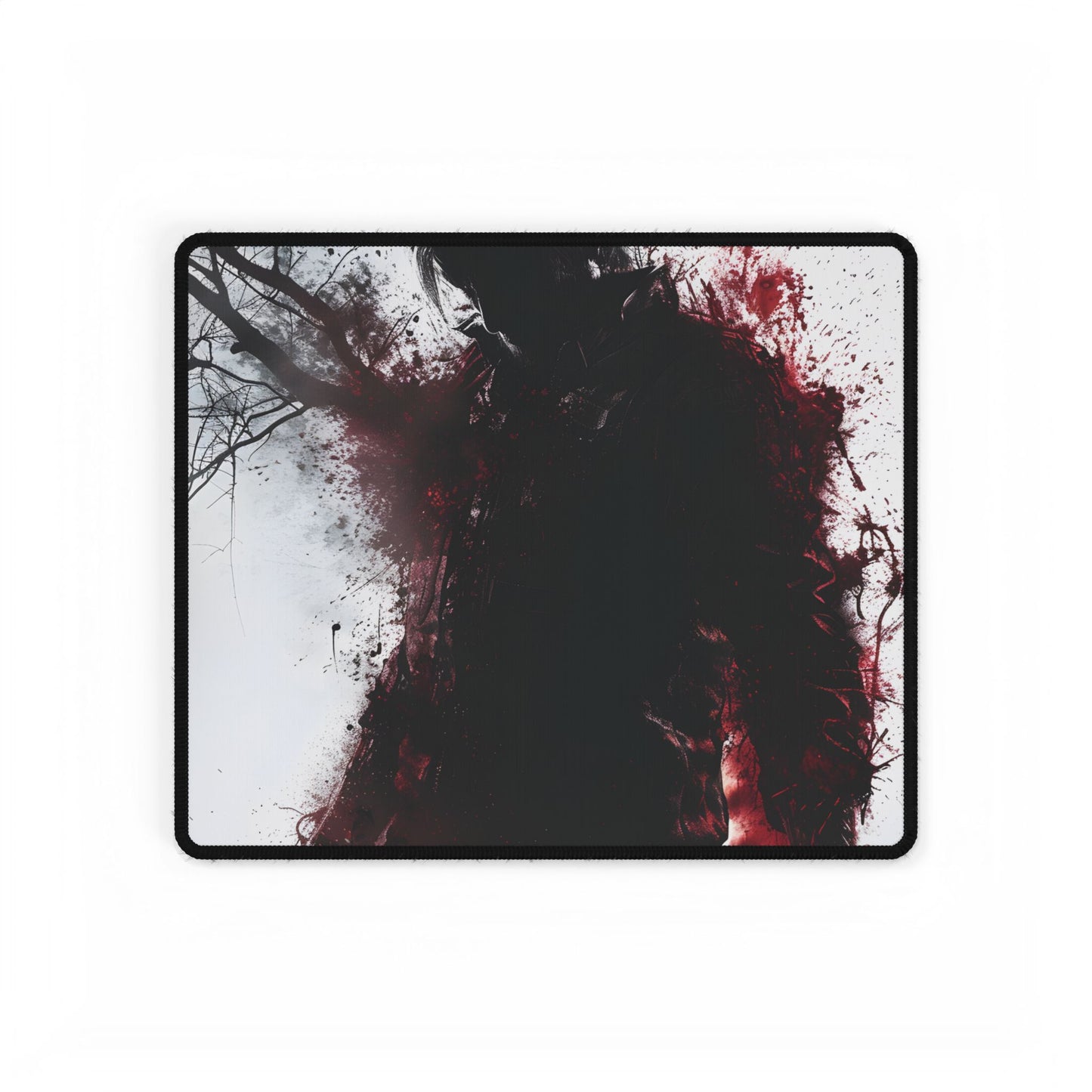 Dramatic Emerging Figure: Narrative Artwork in Blood - Desk Mat