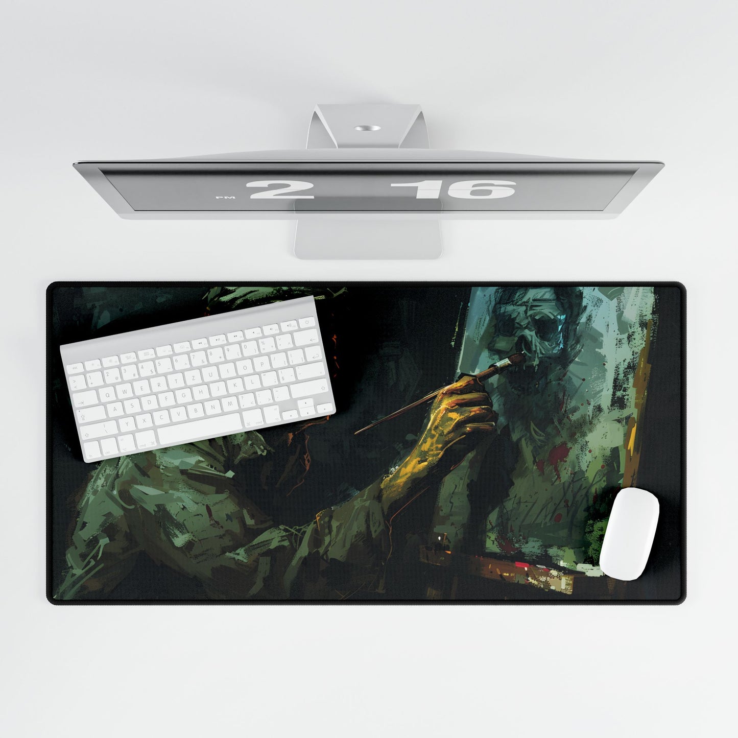 Zombie Painter in Action: Original Digital Art Piece - Desk Mat