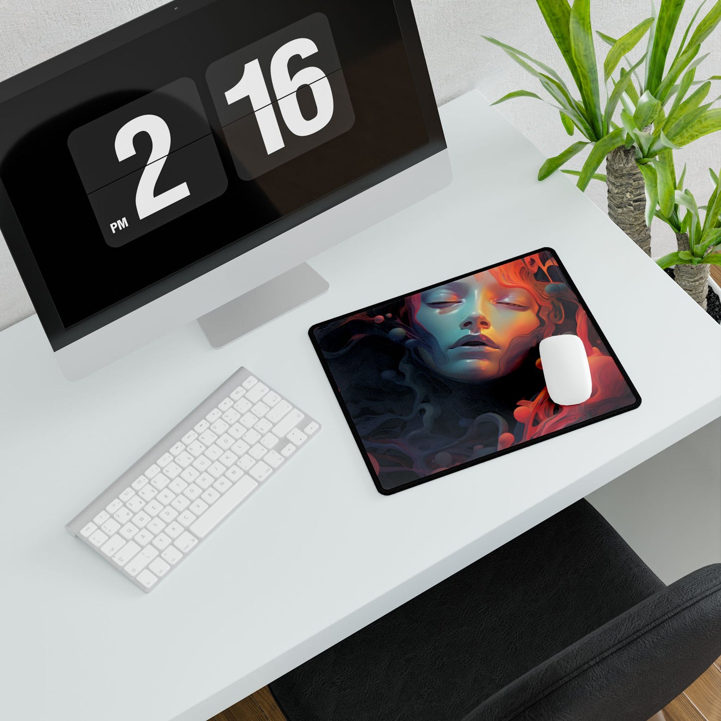 Abstract Cyber Dreamscape: Digital Artwork - Desk Mat