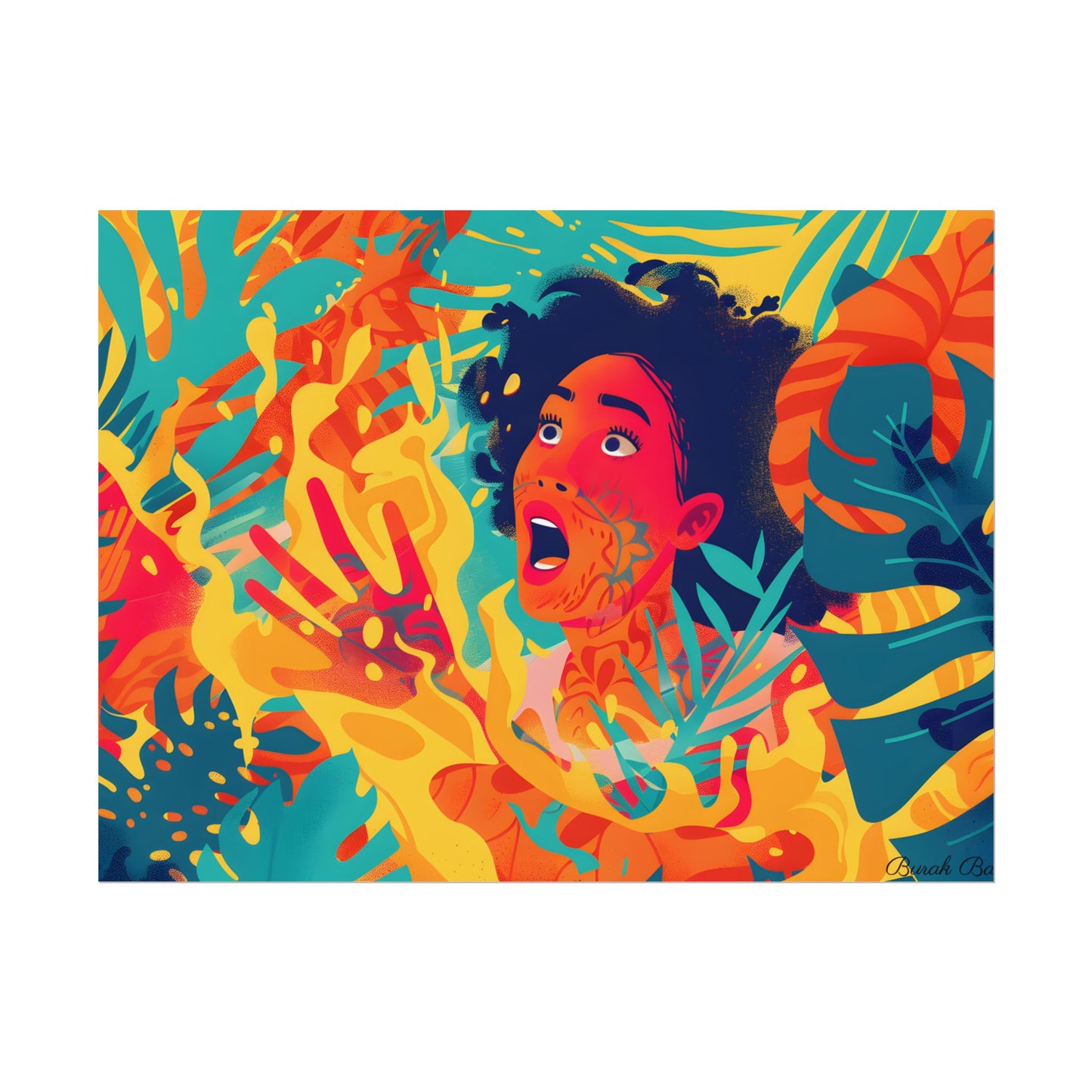 Whimsical Plant Illustration: Digital Cartoon Art - Poster