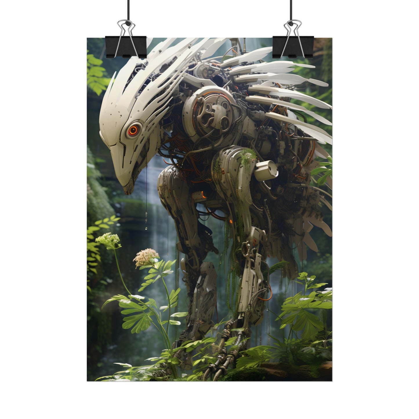 Modern Robotic Wildlife Sanctuary: Modern Digital Art - Poster
