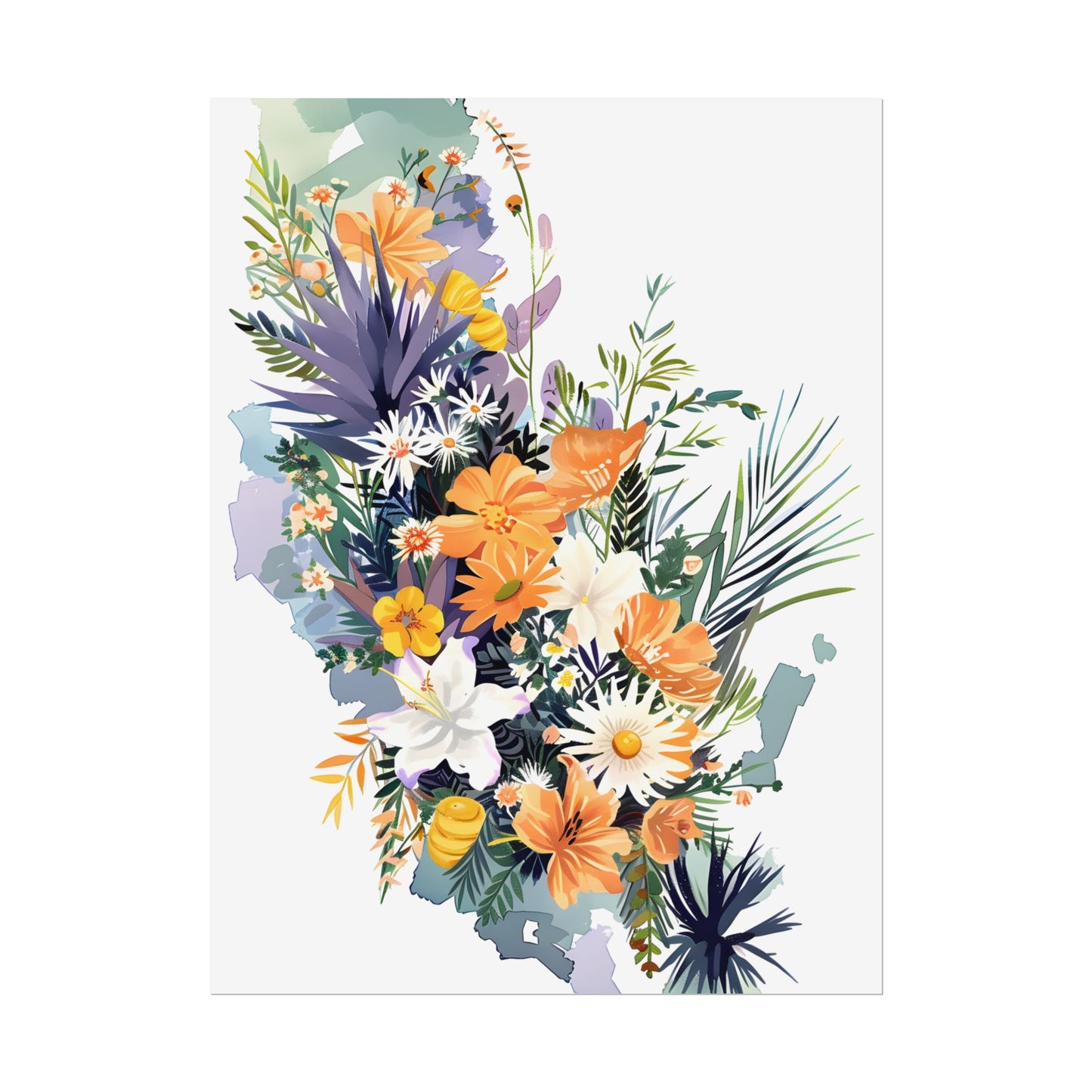 Whimsical Florida Map: Playful Art Illustration - Poster