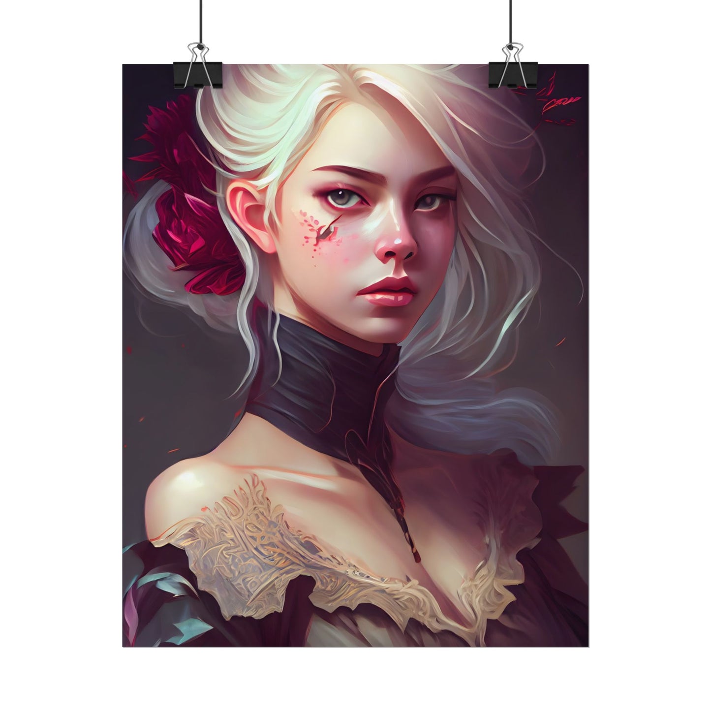 Blonde Beauty in Nature: Realistic Portrait Art - Poster