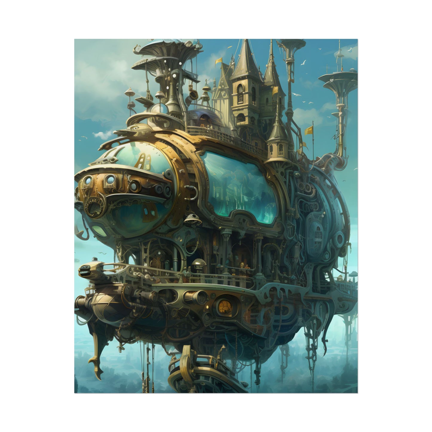 Steampunk Oceanic Adventure: A Crew's Journey Through Mechanical Tides - Poster