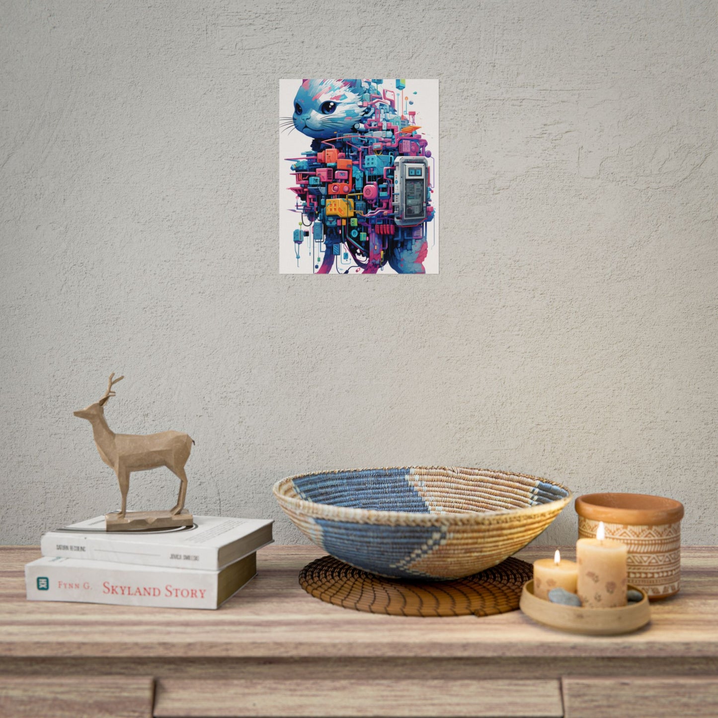 Whimsical Pixelated Cyber Pet: Retro-Style Digital Art - Poster