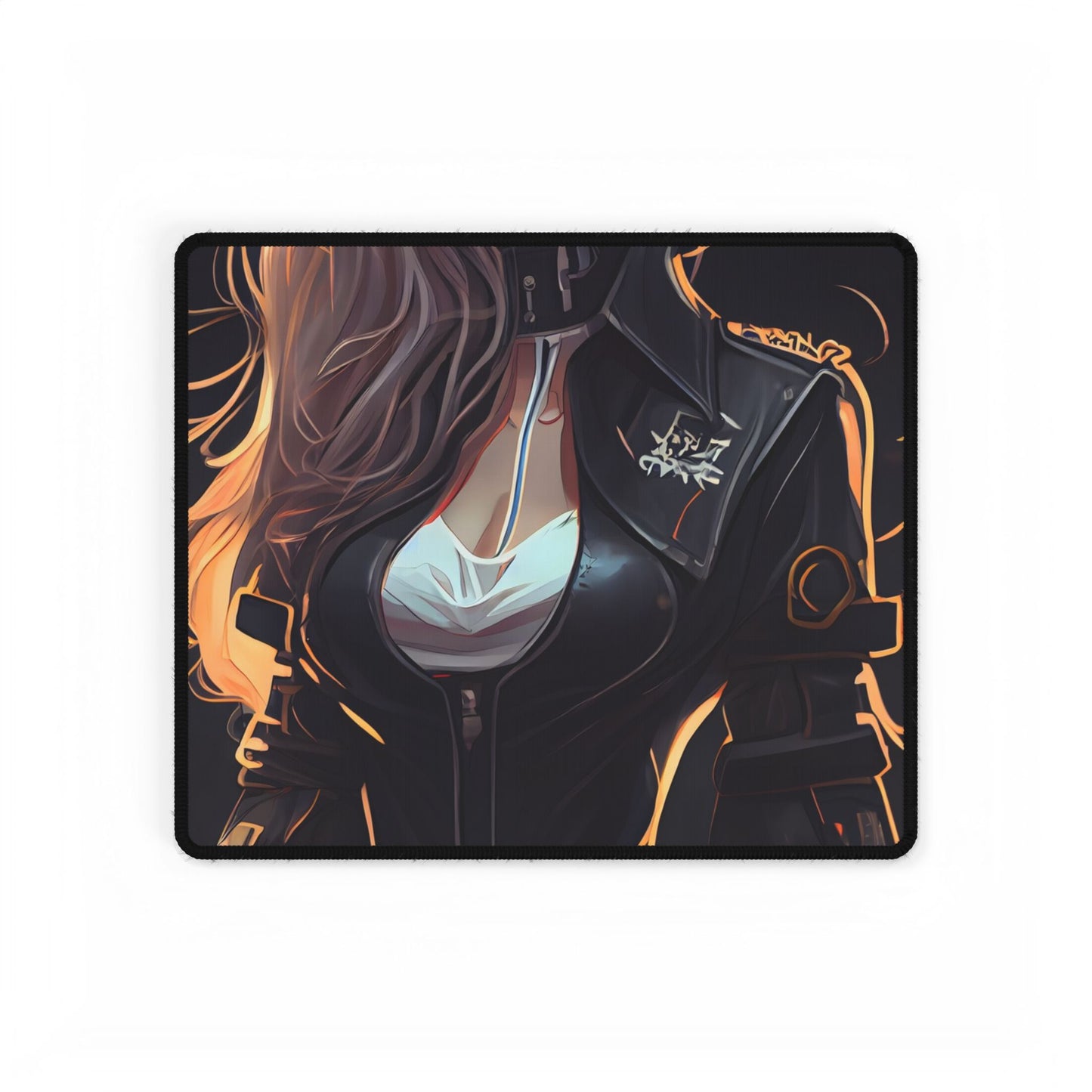 Blonde Female Police Officer: Calm Professional in Hotel Lobby - Desk Mat