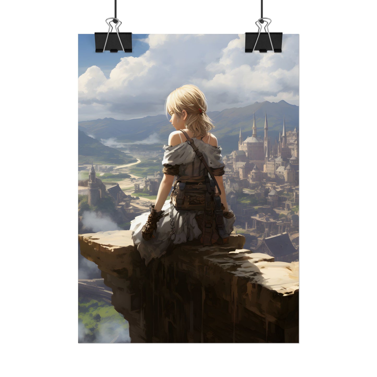 Anime Dreams: Flying Blonde Digital Artwork - Poster