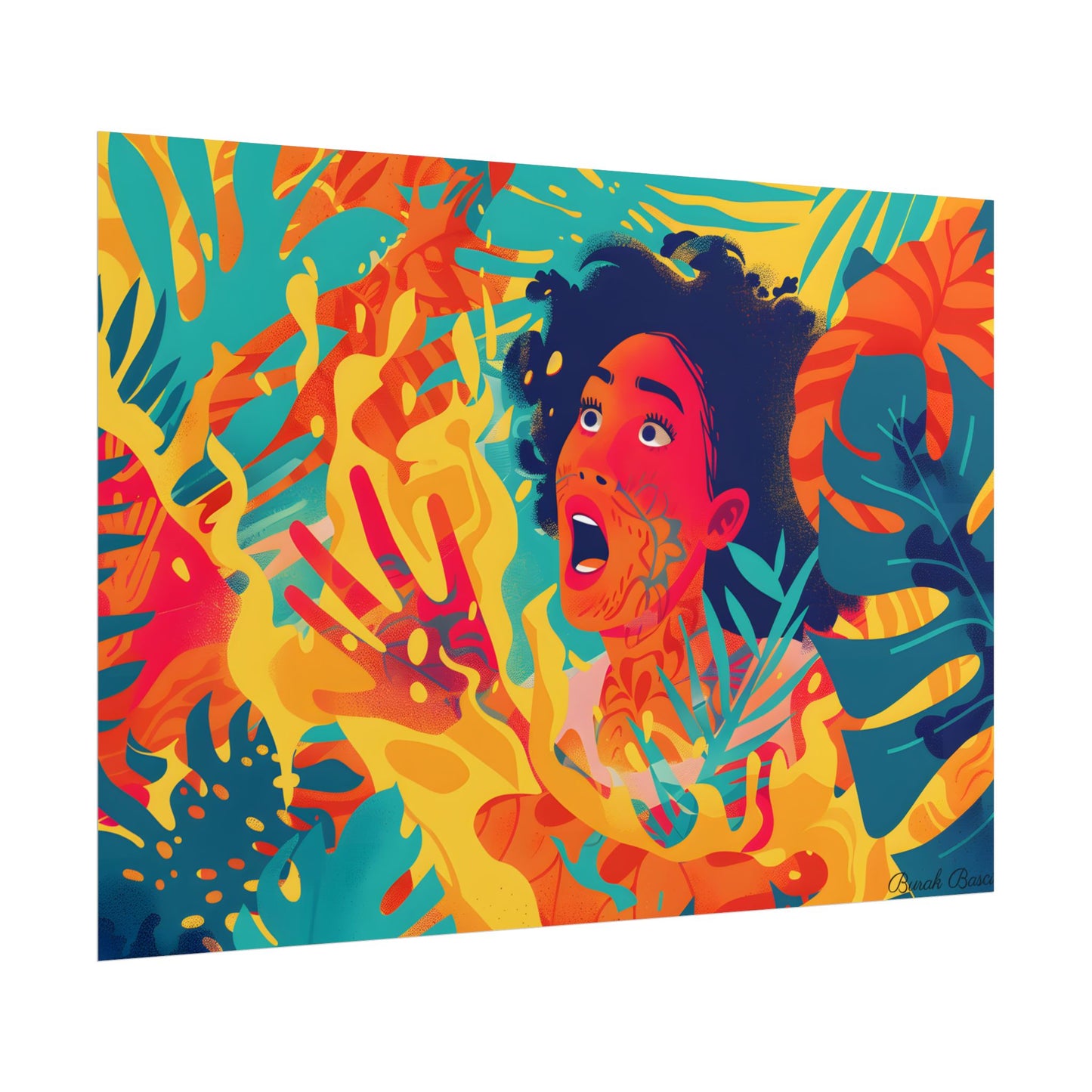 Whimsical Plant Illustration: Digital Cartoon Art - Poster