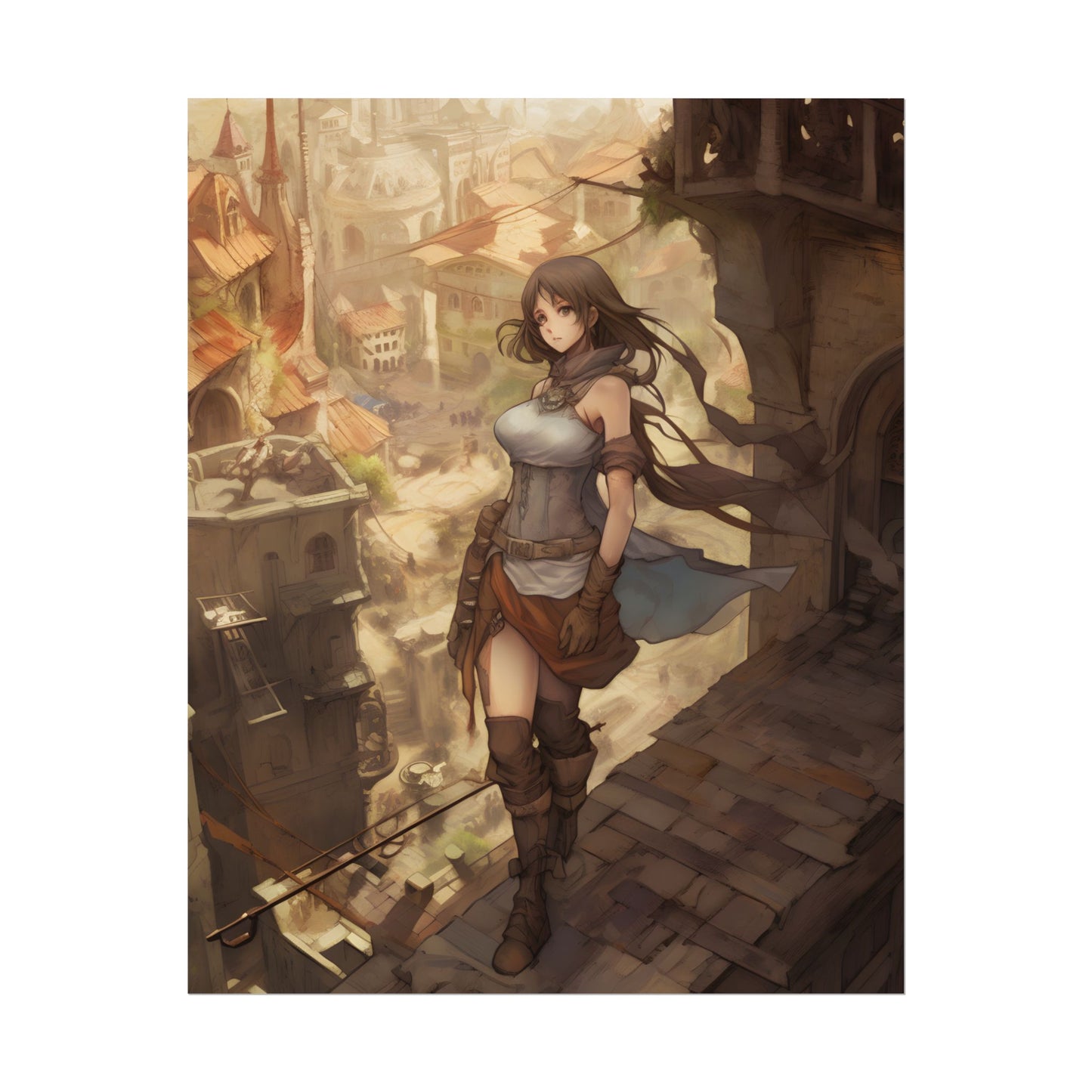Anime Landscape Serenity: Peaceful Tree Scene Artwork - Poster