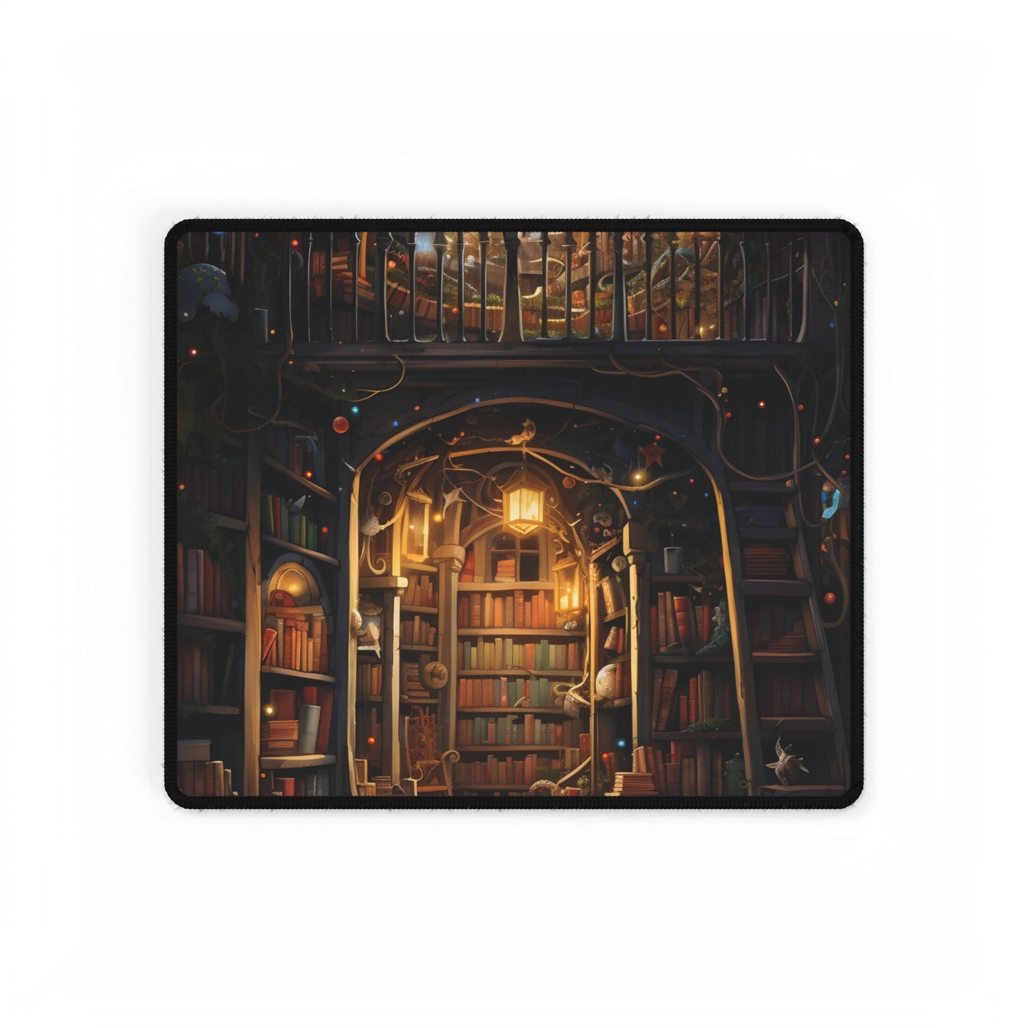 Magical Bookshop Art: A Serene & Enchanting Scene - Desk Mat