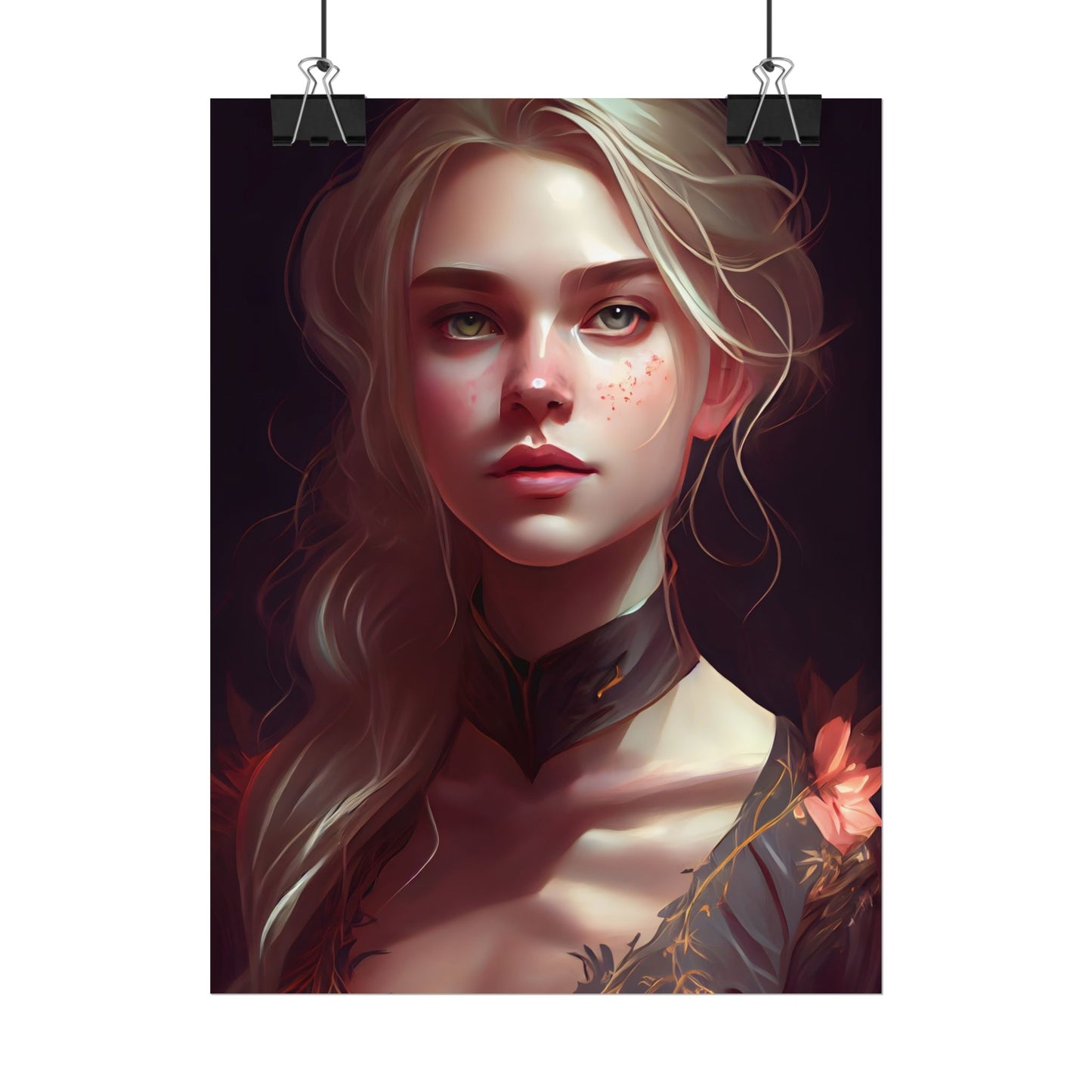 Astonishing Blonde Portrait: Artistic Beauty in Darkness - Poster