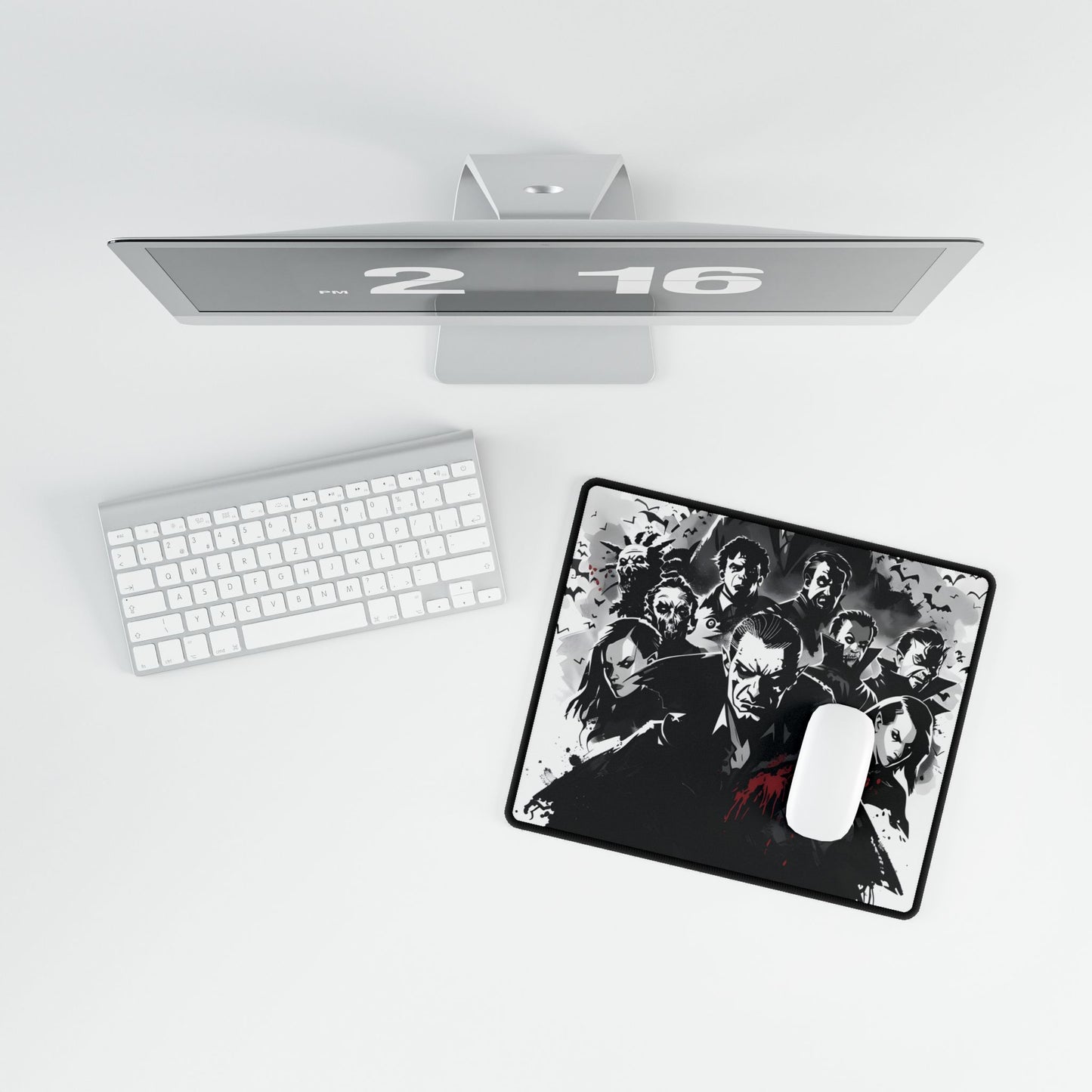 Mischievous Vampires: Dark Digital Artwork with Charismatic Leader - Desk Mat