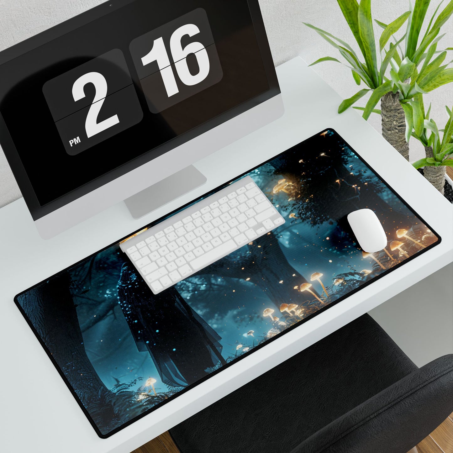 Whispers of Ancient Magic in a Moonlit Mystical Forest - Desk Mat