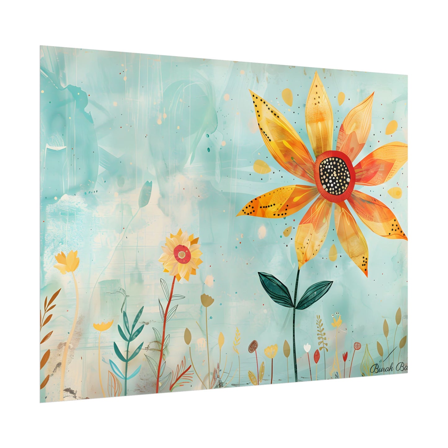Blooming Growth: Whimsical Flower with Mindset Message Art - Poster