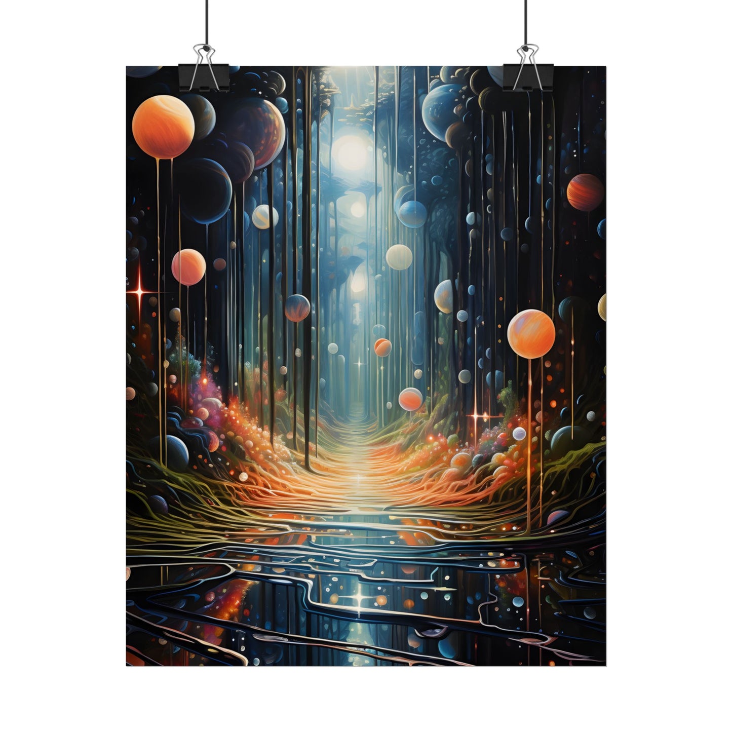 Vibrant Celestial Art Gallery: Otherworldly Landscape - Poster