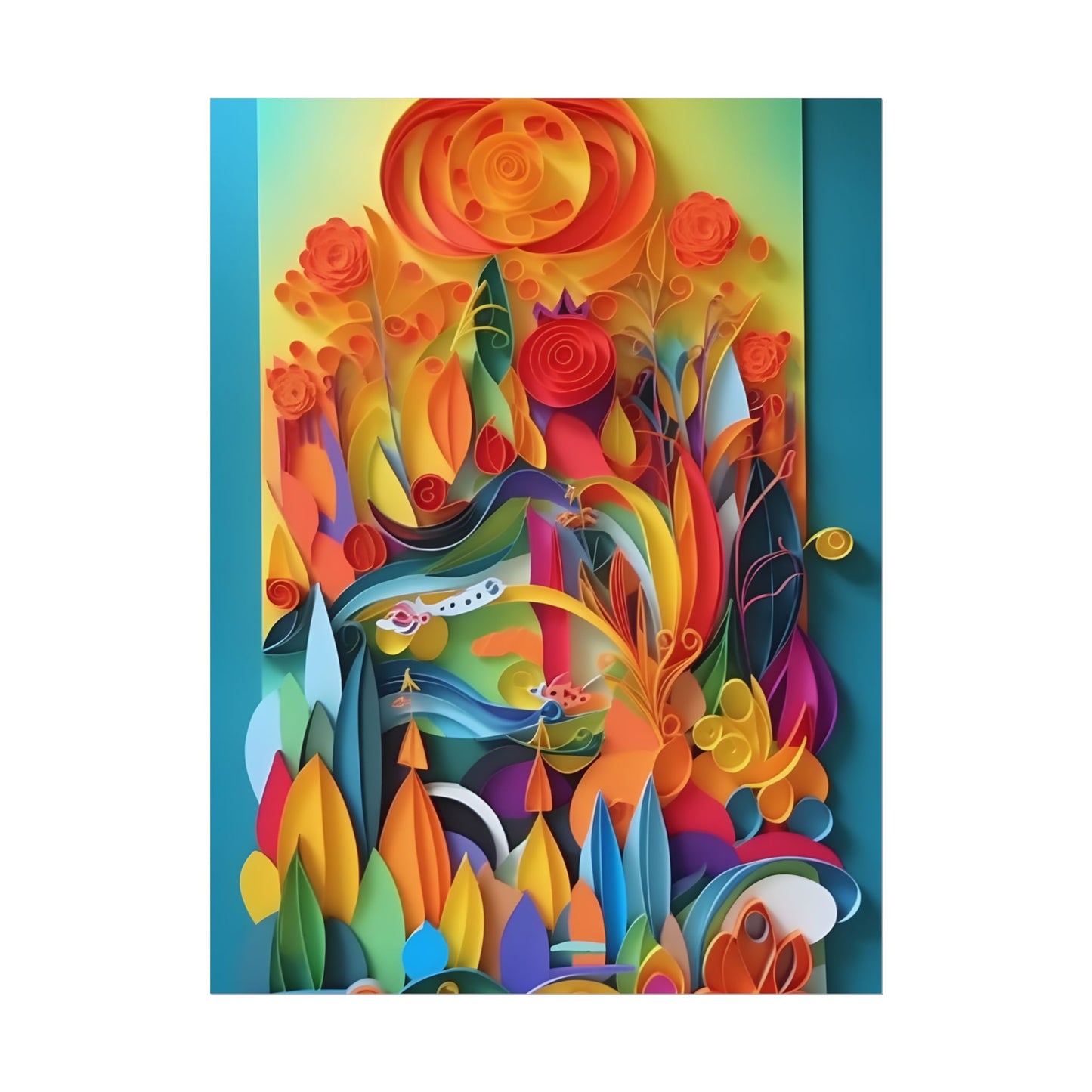 Colorful Quilled Indian Landscape Artwork - Poster
