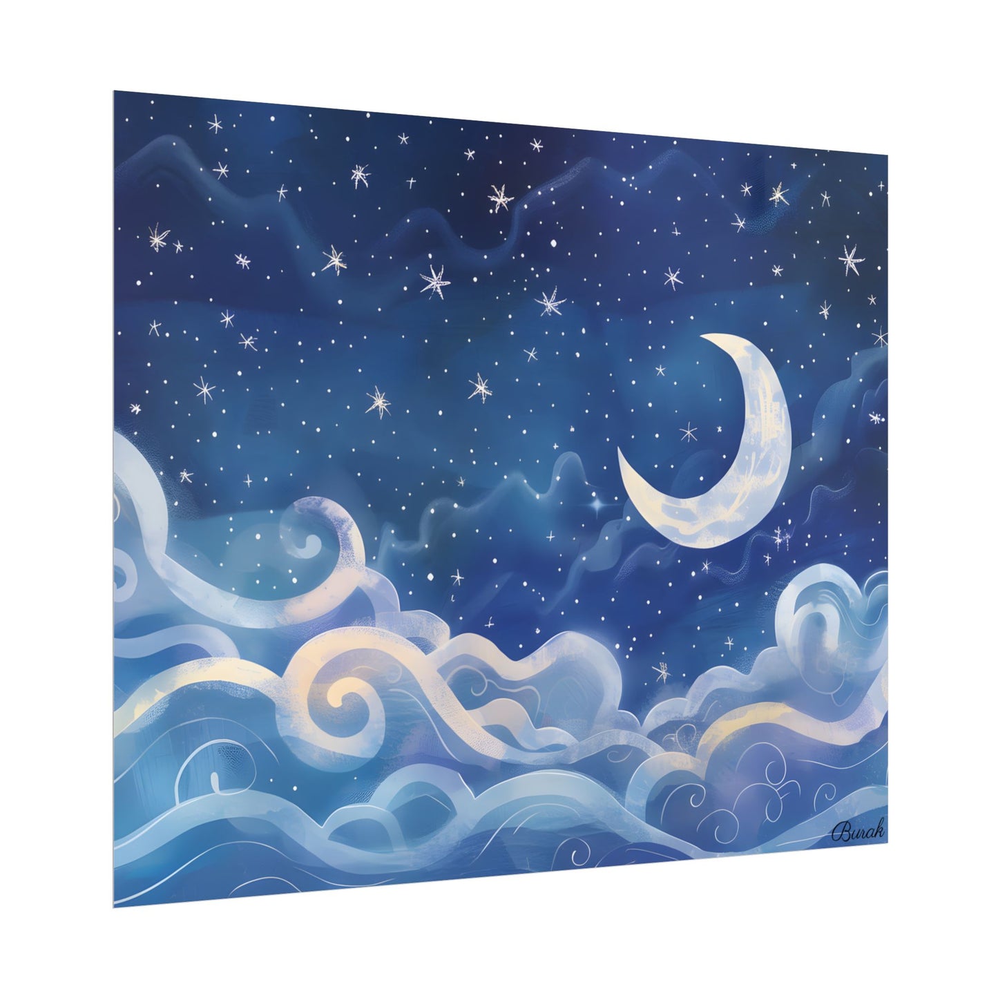 Whimsical Night Sky Dreams: Magical Illustration - Poster