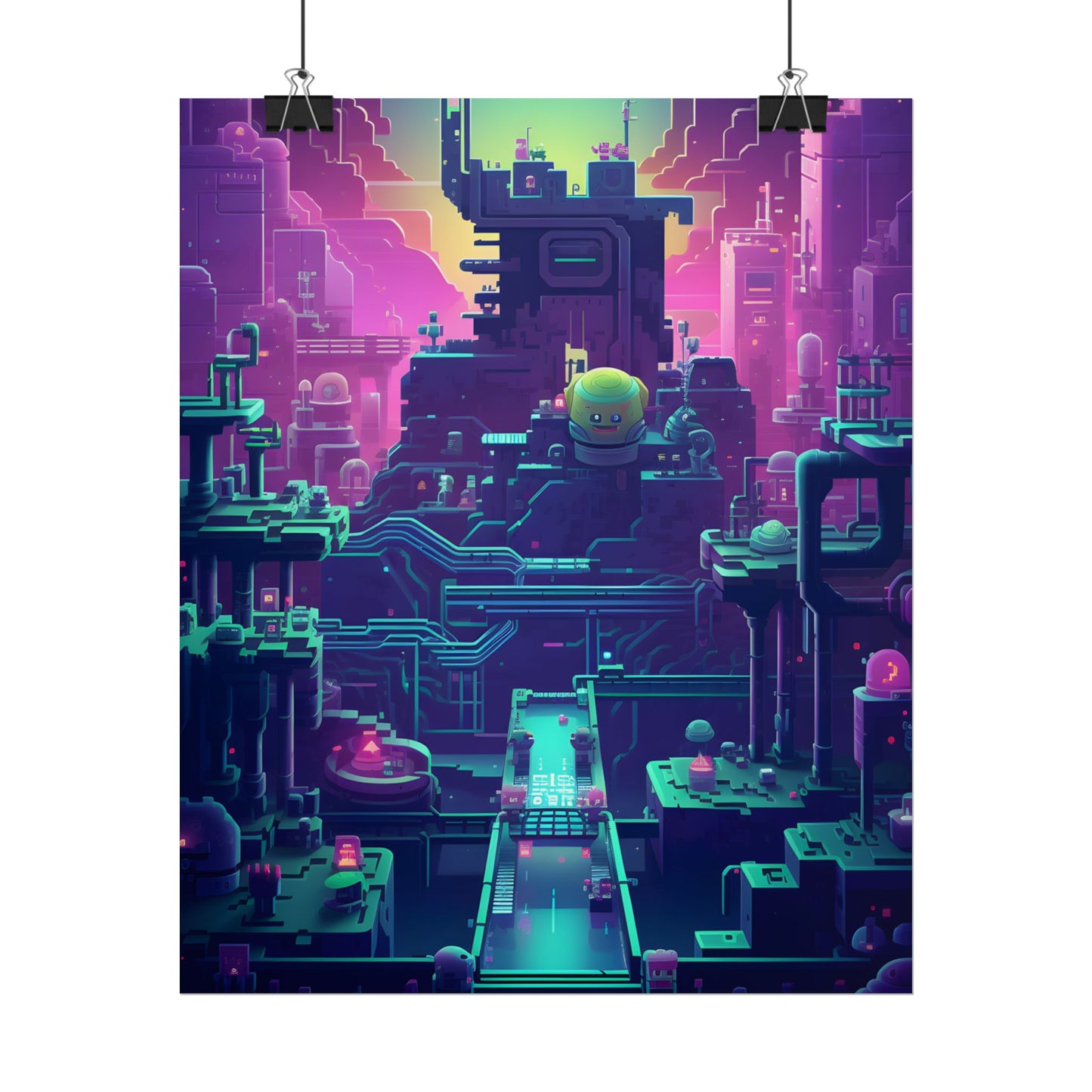 Vibrant Cyber-Pets: Gamified Pixelated Digital Art - Poster