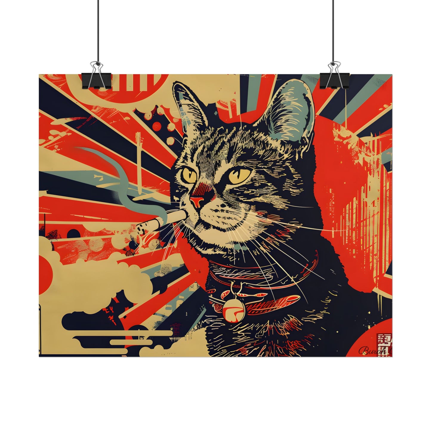Whimsical Urban Wildlife: Cat Art in a Bolstered Setting - Poster