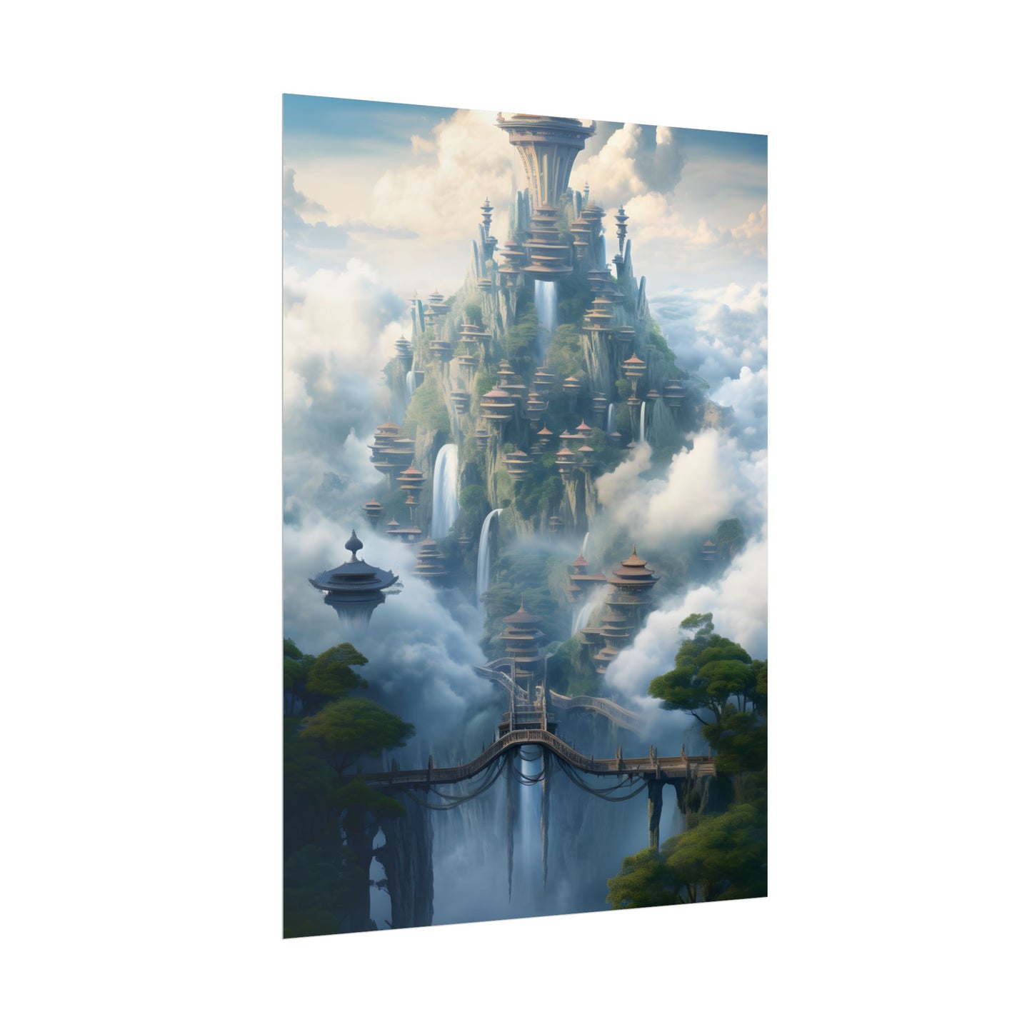 Surreal Floating City: Celestial Fantasy Realm Artwork - Poster