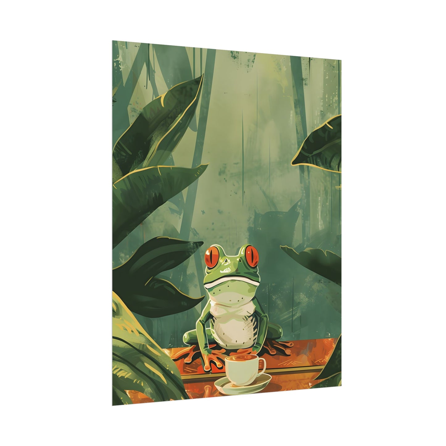 Whimsical Frog Illustration: Tree Branch Artwork - Poster