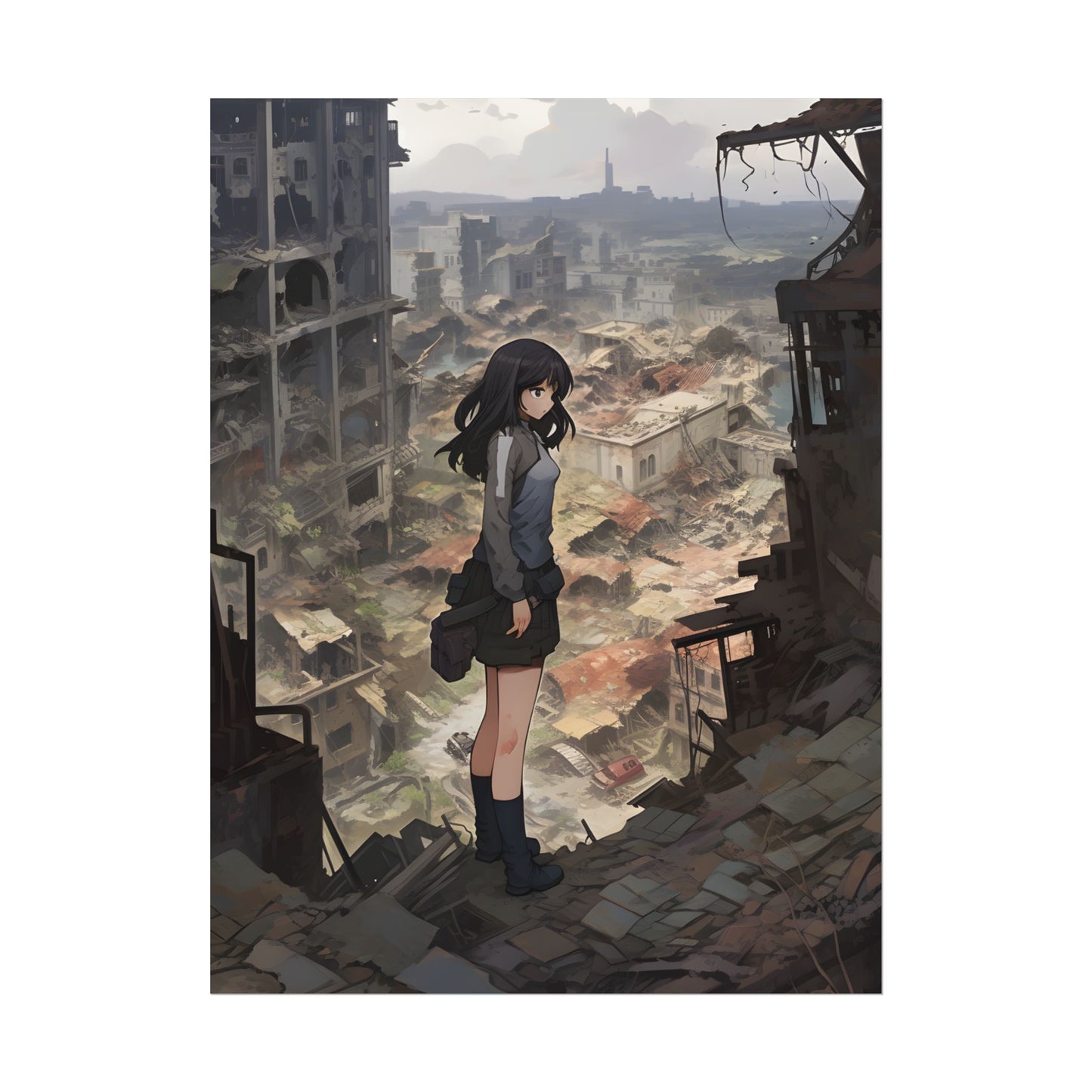 Dramatic Anime Scene: Detailed Bird's Eye View - Poster