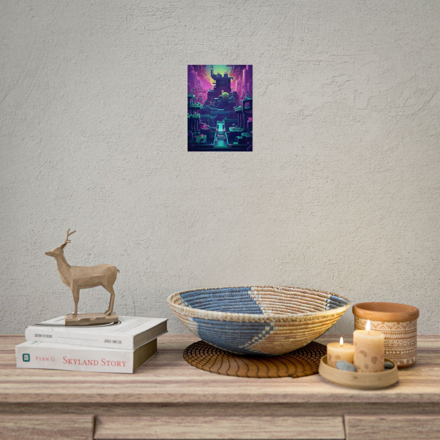 Vibrant Cyber-Pets: Gamified Pixelated Digital Art - Poster