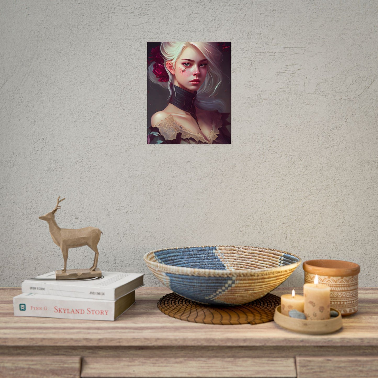 Blonde Beauty in Nature: Realistic Portrait Art - Poster