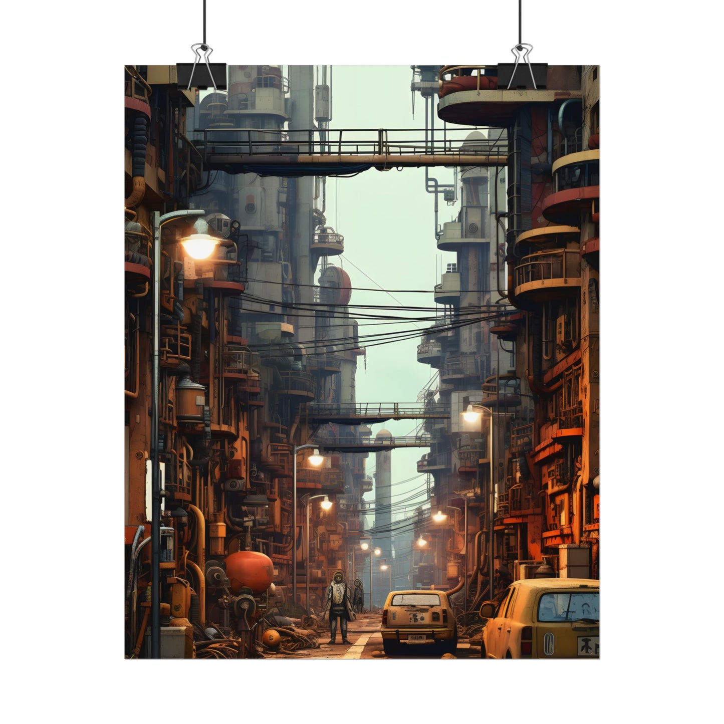 Post-Apocalyptic Steampunk Cityscape: Grim Industrial Landscape Art - Poster