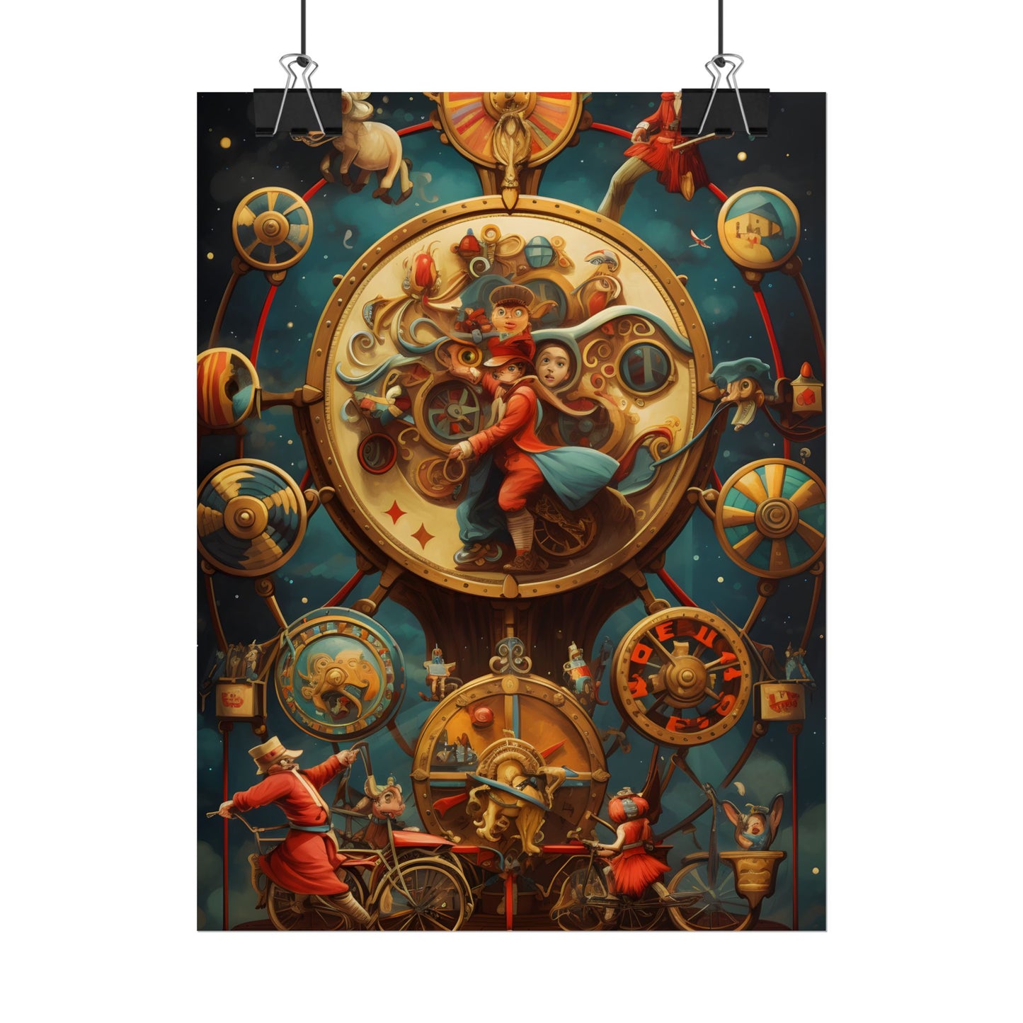 Whimsical Clockwork Circus: Fantastical Mechanical Art - Poster