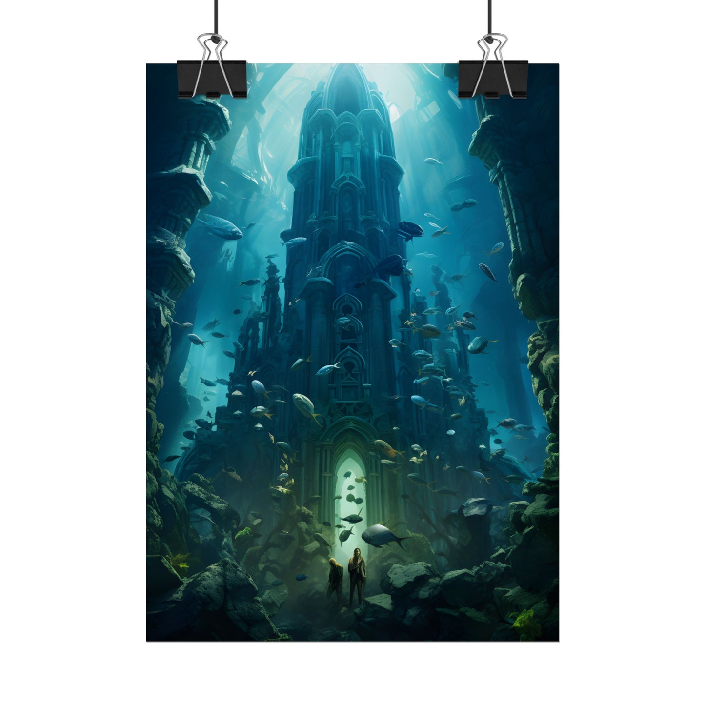 Sunken Ancient City: Underwater Ruins Digital Art - Poster