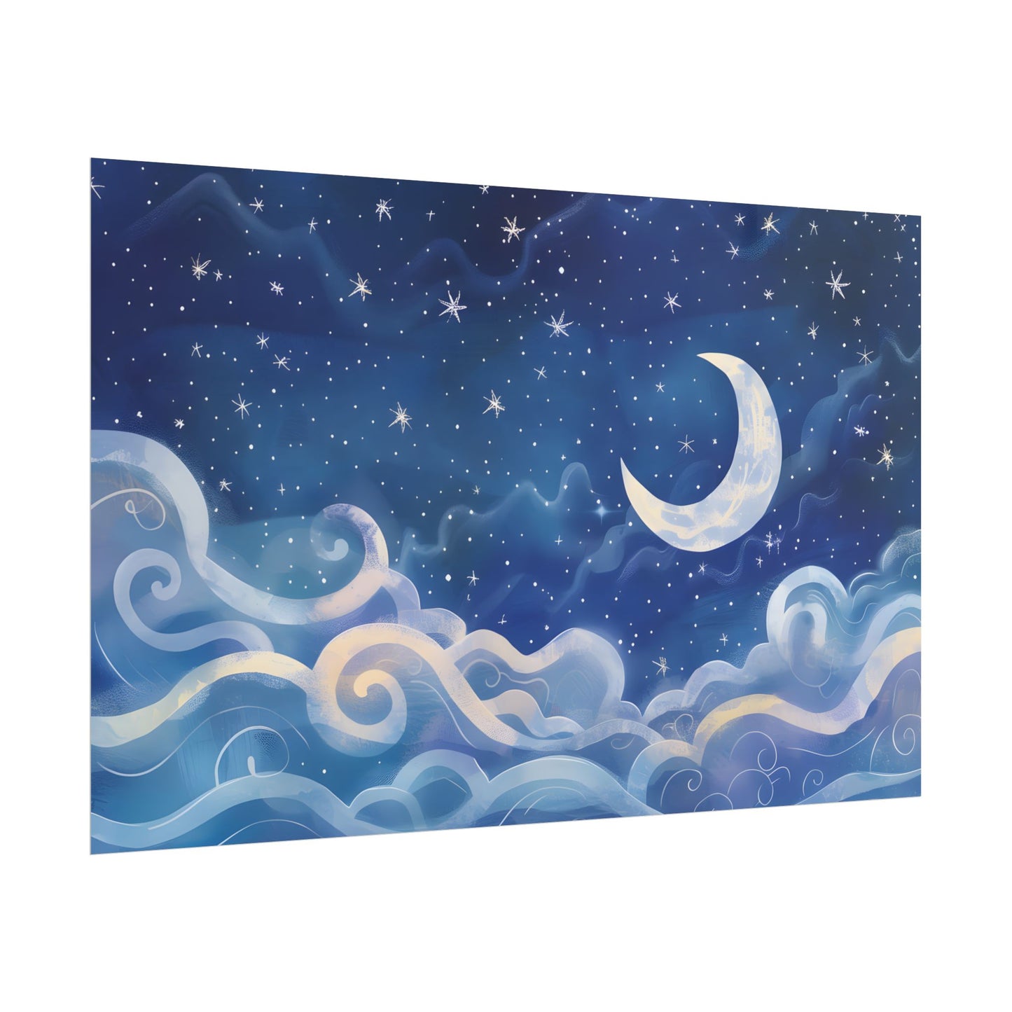 Whimsical Night Sky Dreams: Magical Illustration - Poster