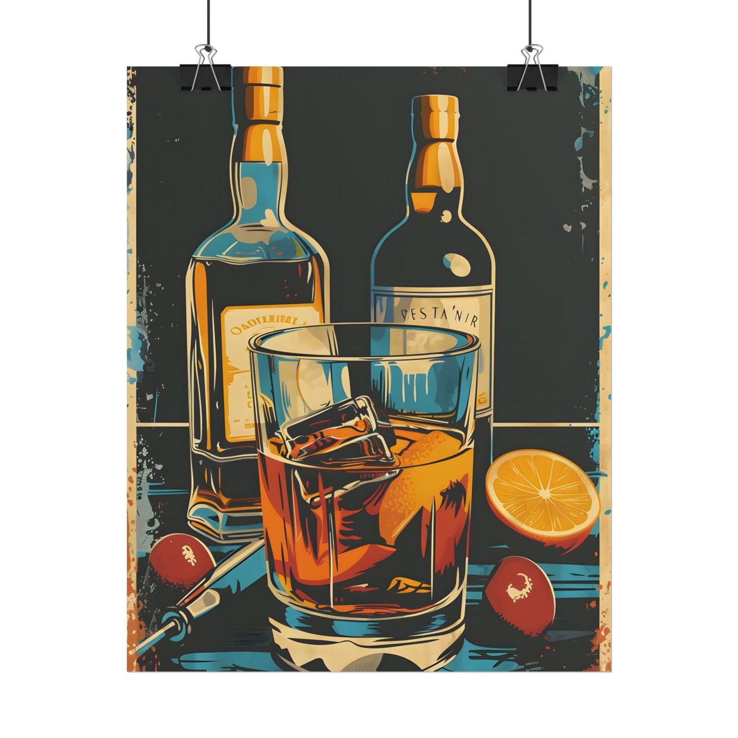 Vintage Cocktail Hour: Old-Fashioned Glass Artwork - Poster